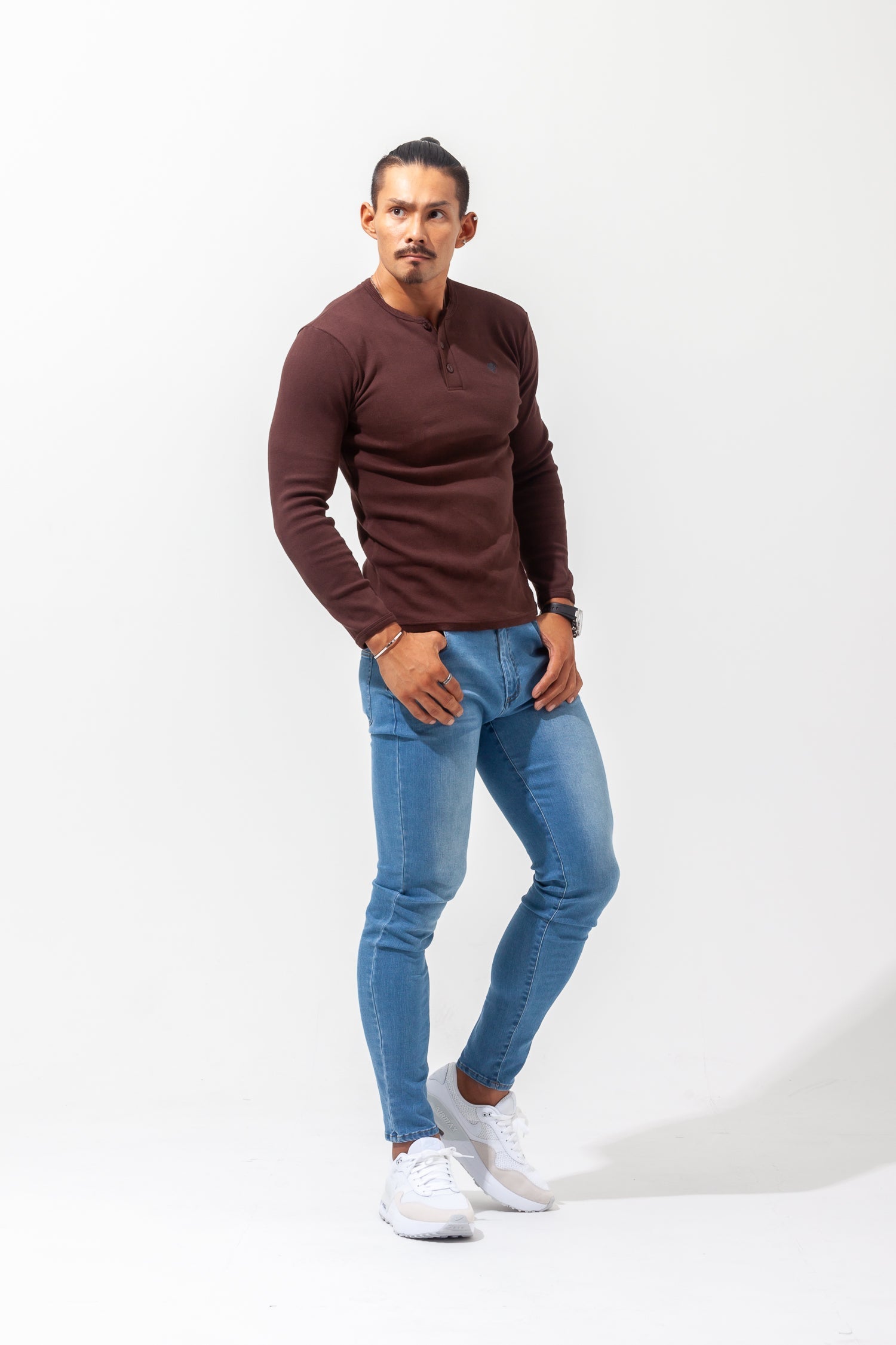 Henley Neck Long-Sleeve Tee