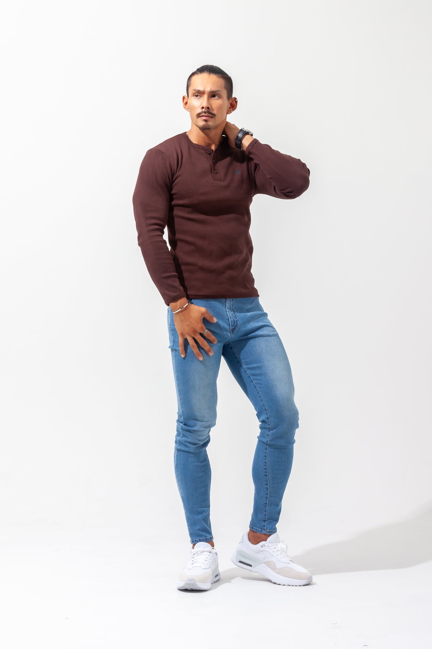 Henley Neck Long-Sleeve Tee