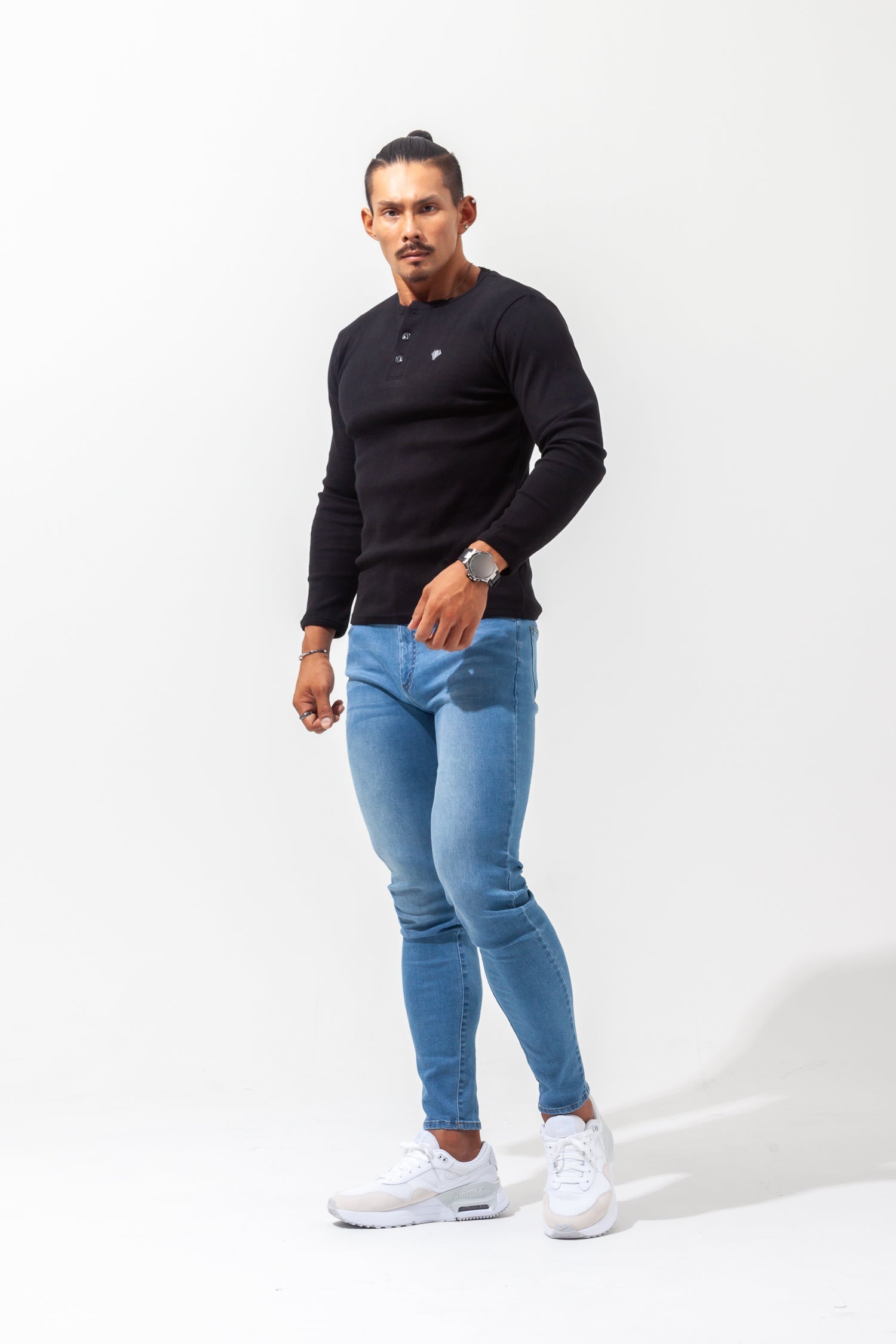Henley Neck Long-Sleeve Tee