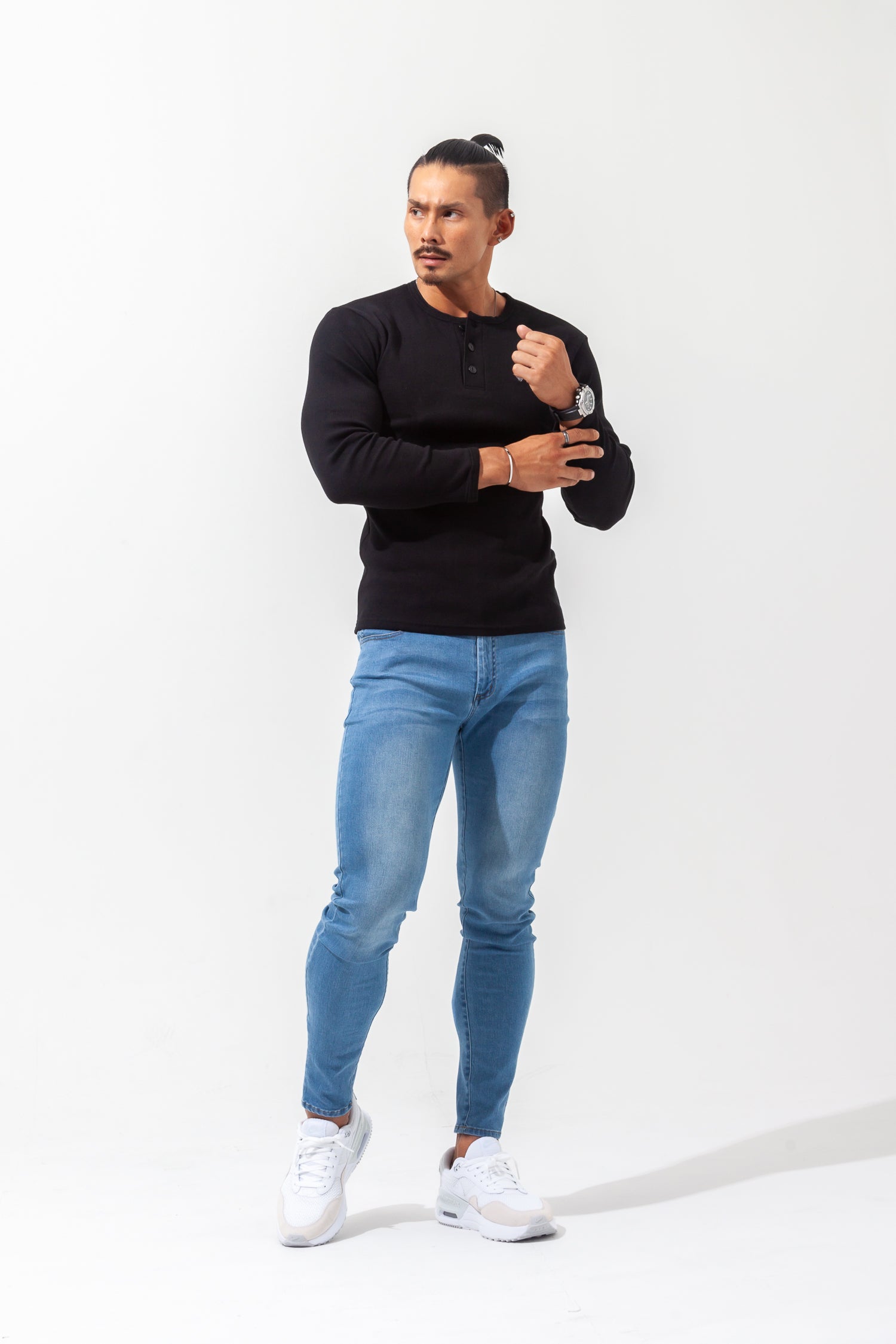 Henley Neck Long-Sleeve Tee