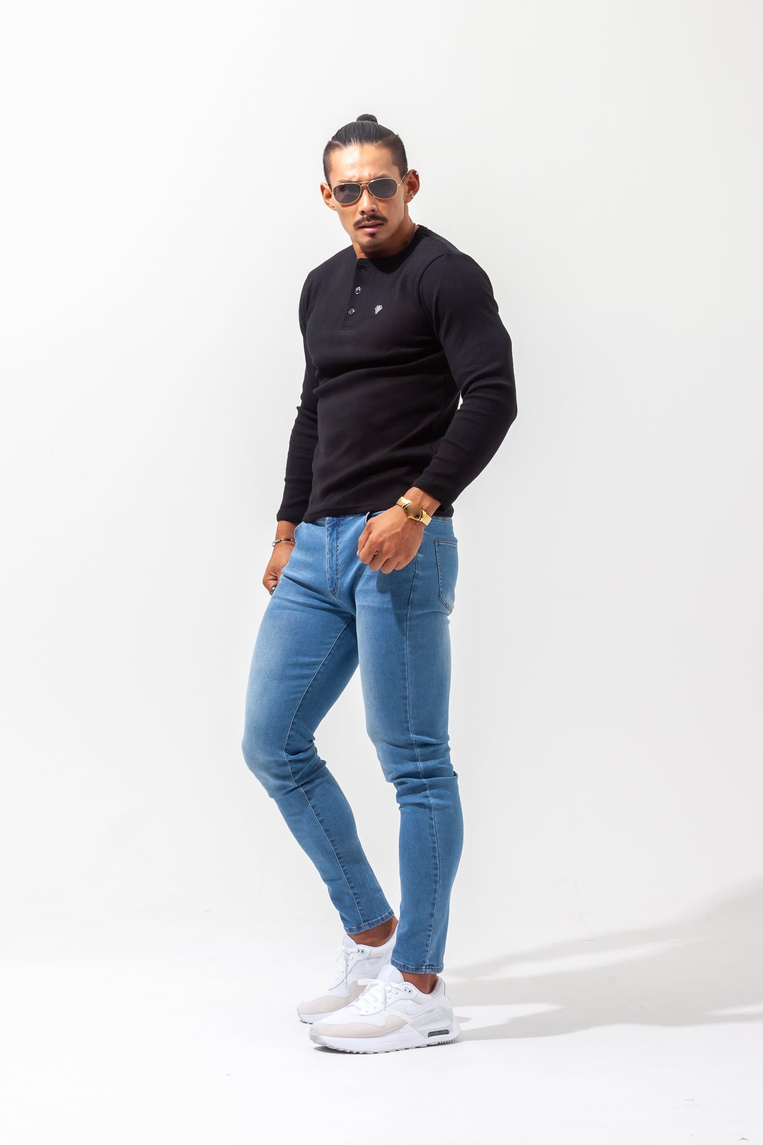 Henley Neck Long-Sleeve Tee