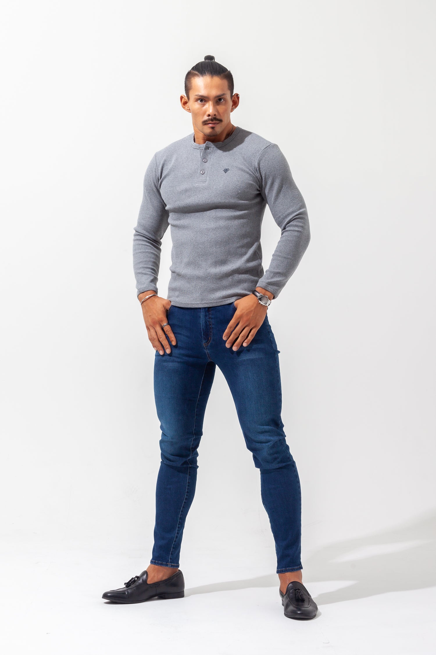 Henley Neck Long-Sleeve Tee