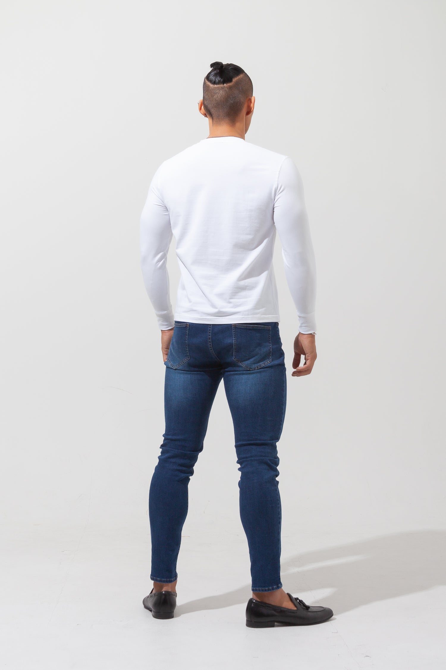 Key Neck Long Sleeve Tee  WHITE