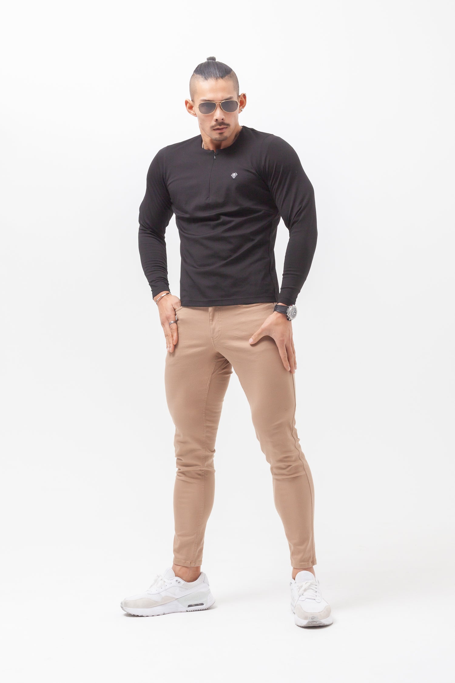 Concealed Zip Long-Sleeve Tee