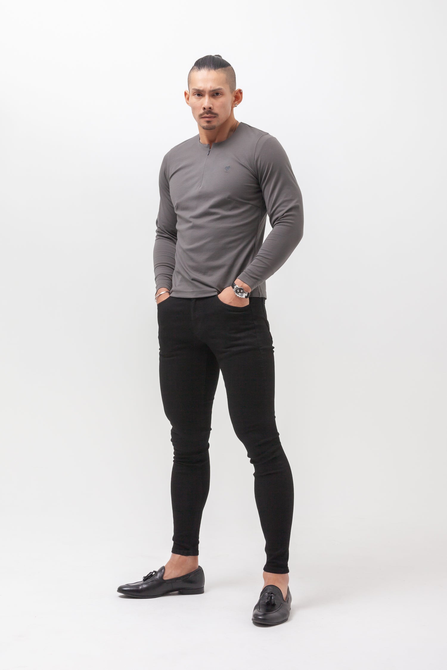 Concealed Zip Long-Sleeve Tee
