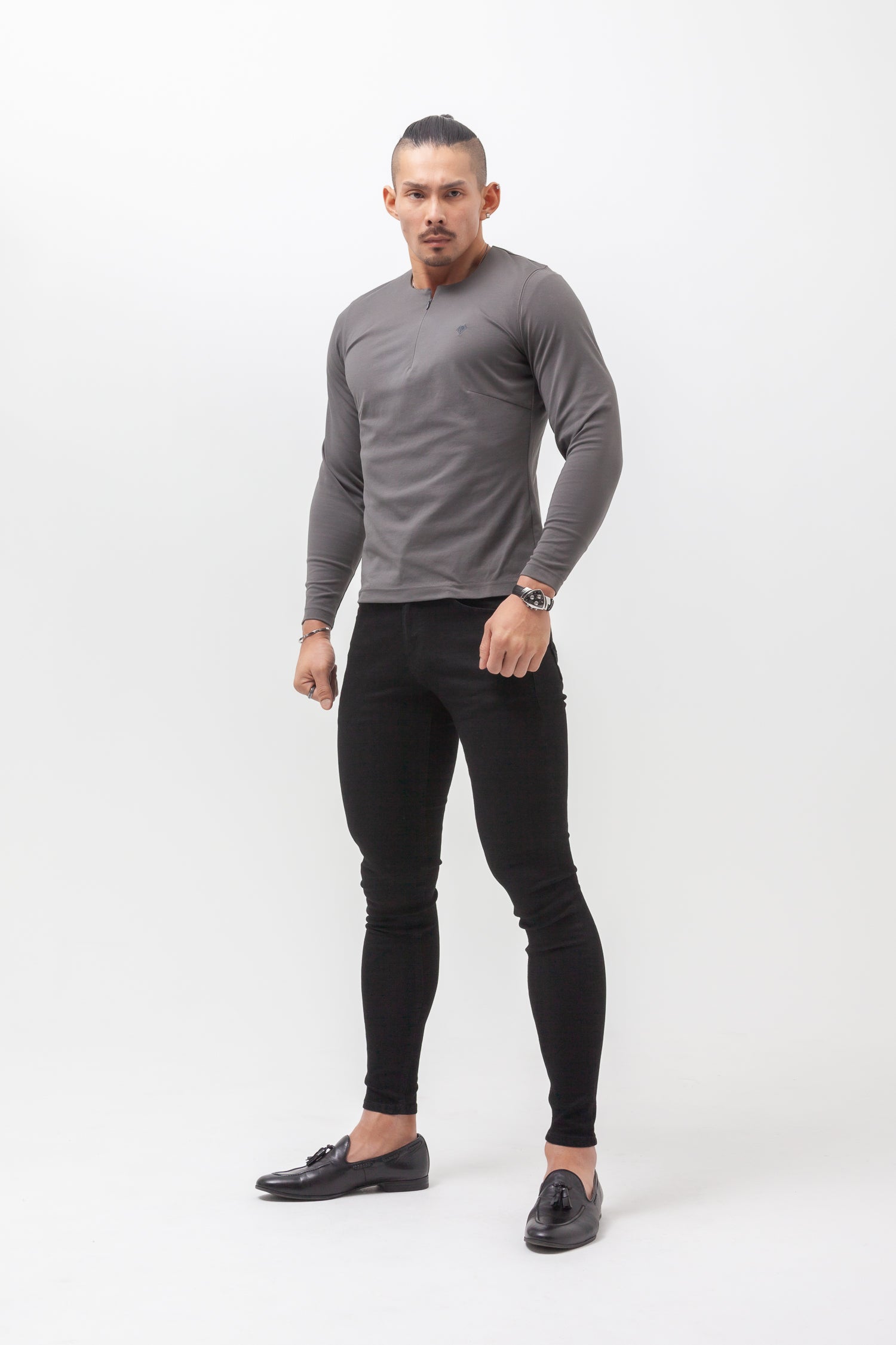 Concealed Zip Long-Sleeve Tee