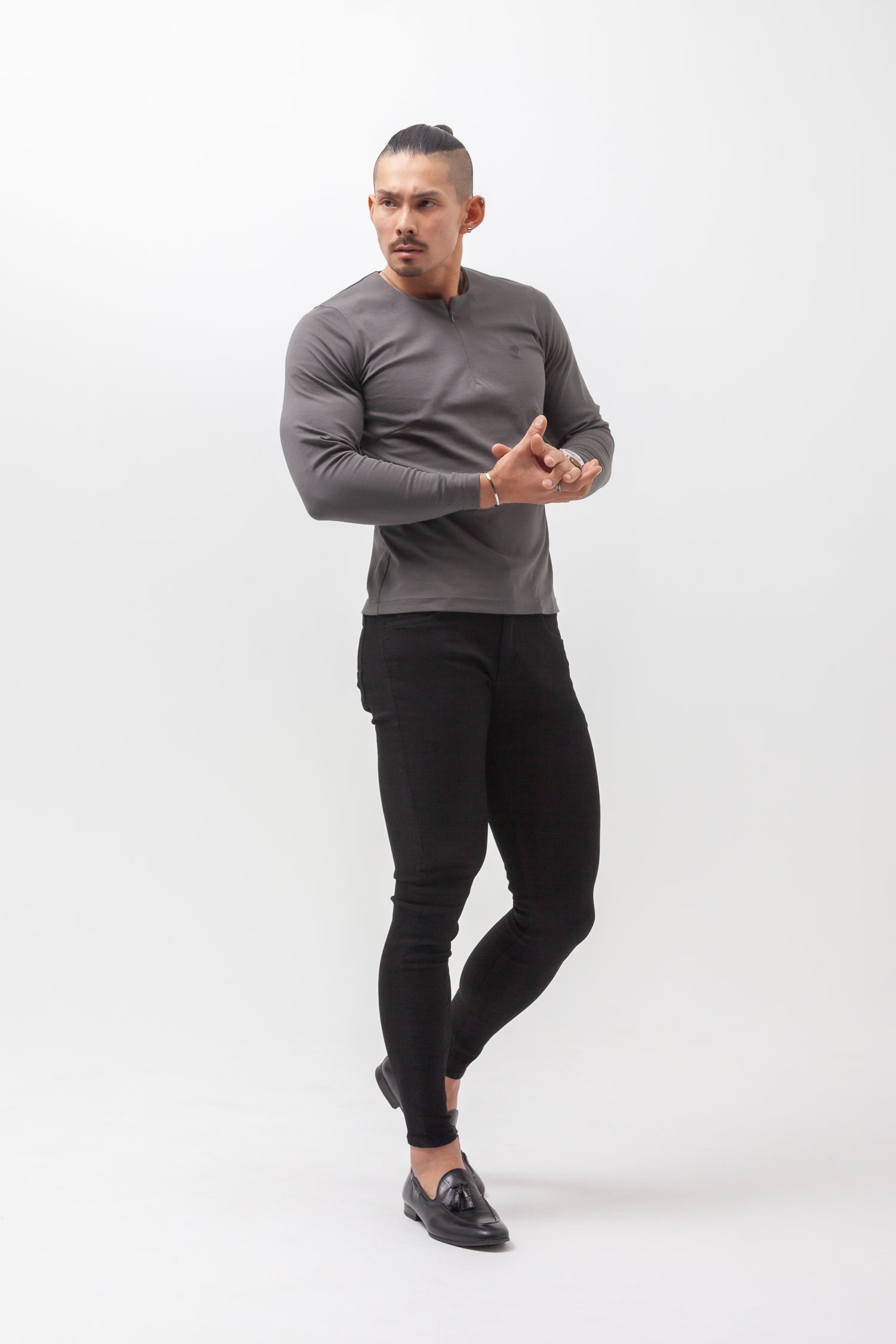 Concealed Zip Long-Sleeve Tee