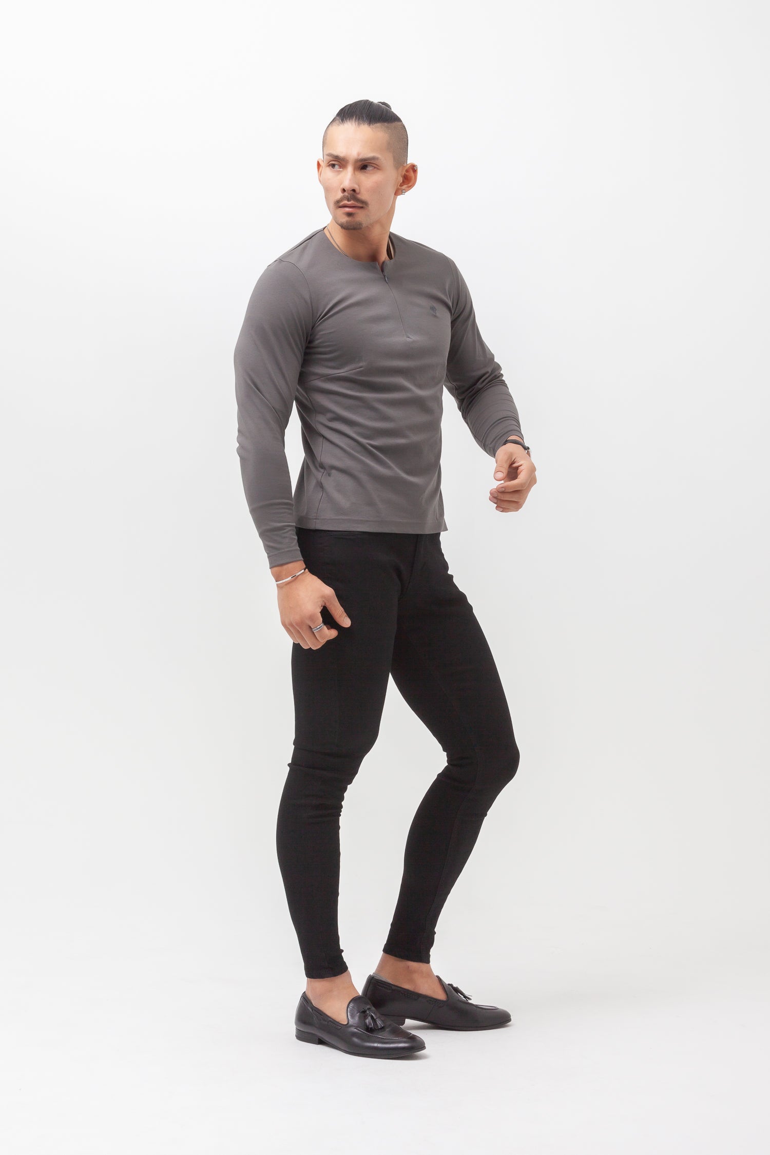 Concealed Zip Long-Sleeve Tee