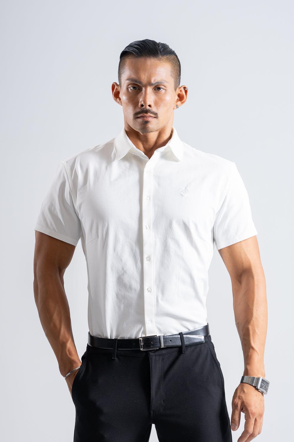 Prime Stretch Shirt Short-sleeve - WHITE
