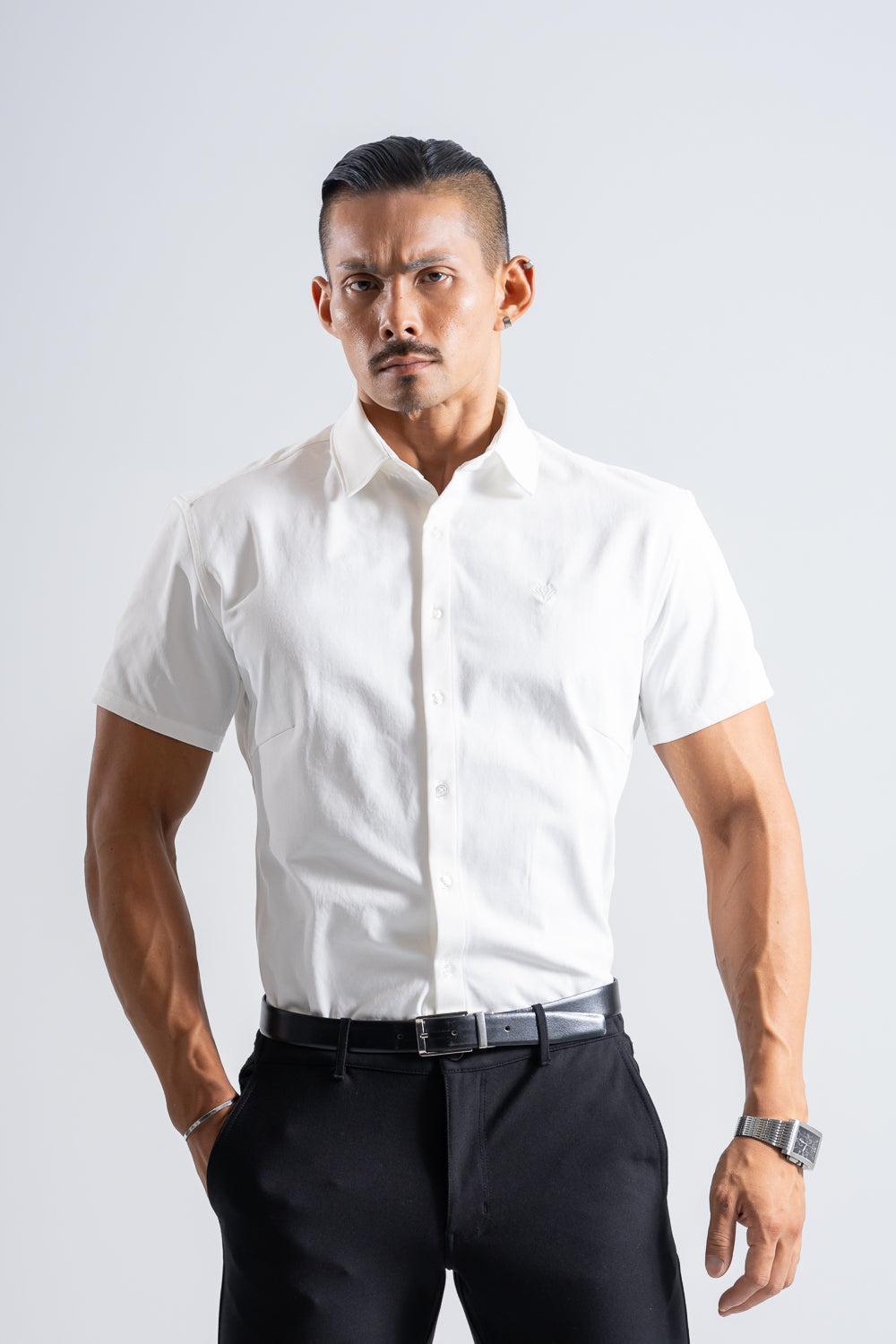 Prime Stretch Shirt Short-sleeve - WHITE