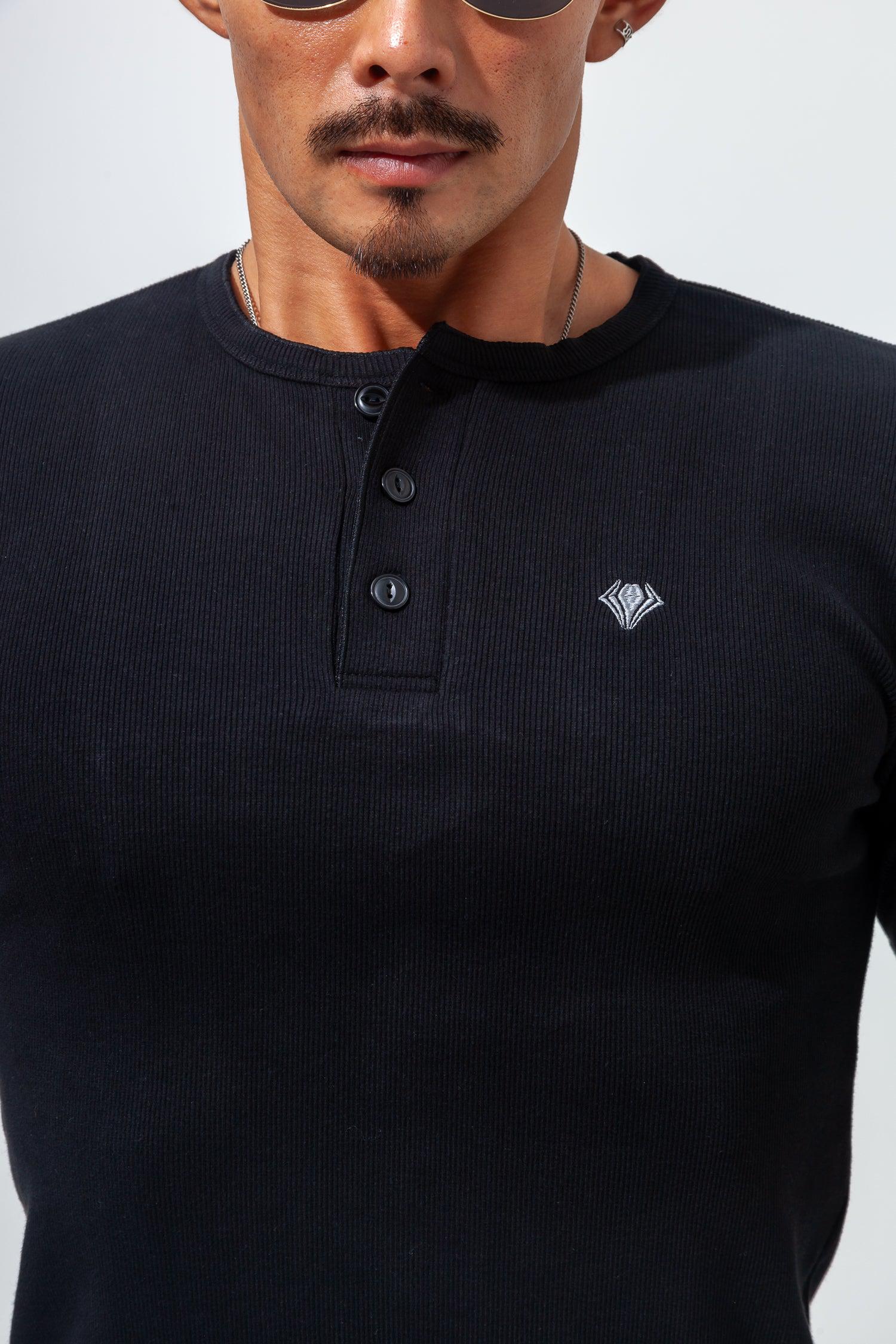 Henley Neck Long-Sleeve Tee