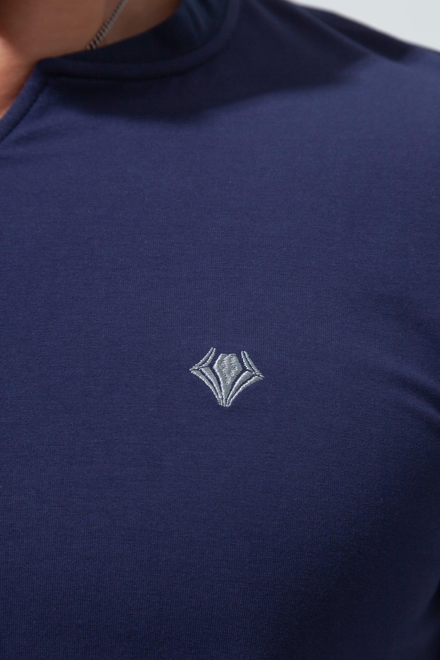 Key Neck Long Sleeve Tee  NAVY