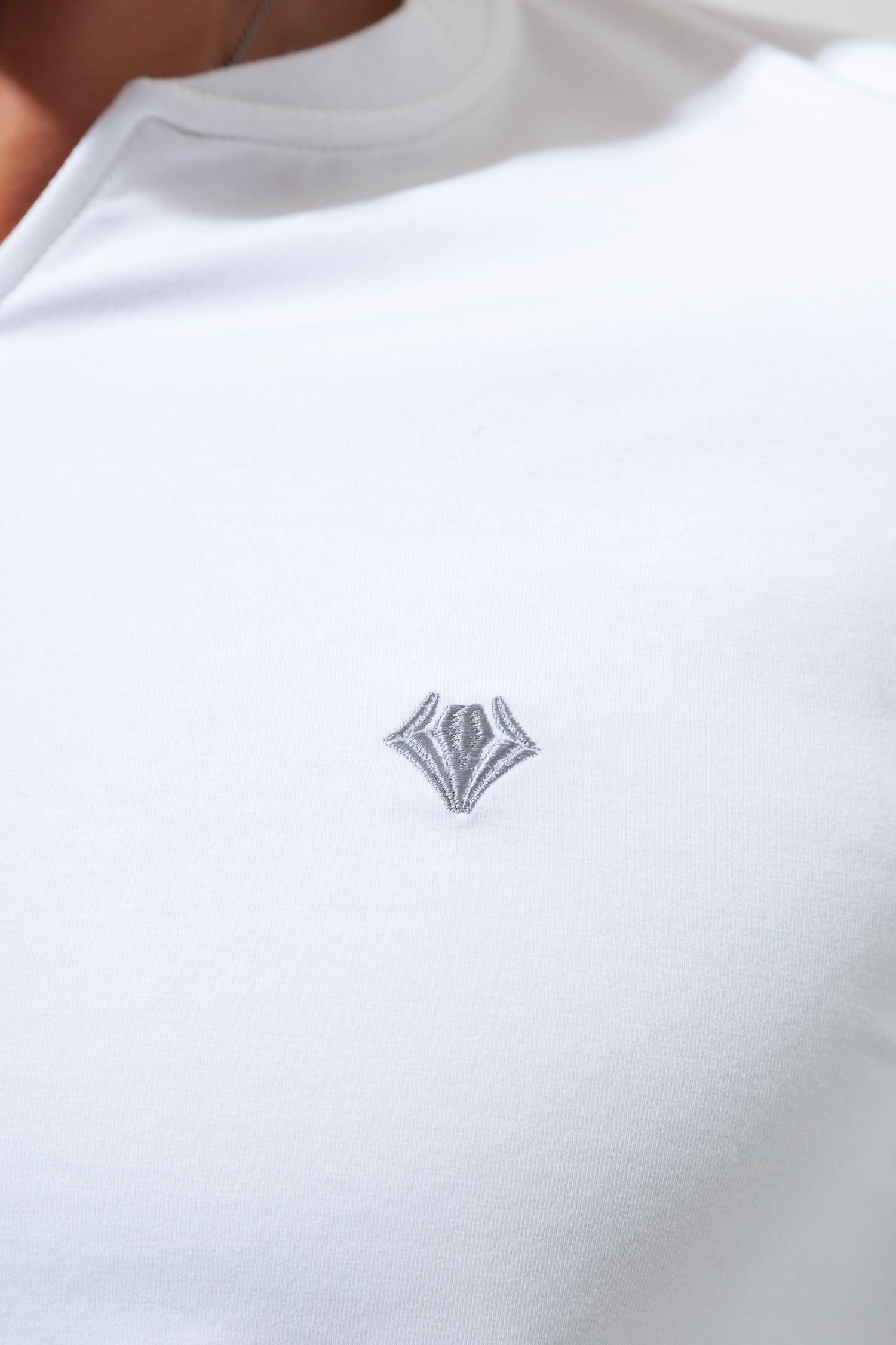 Key Neck Long Sleeve Tee  WHITE