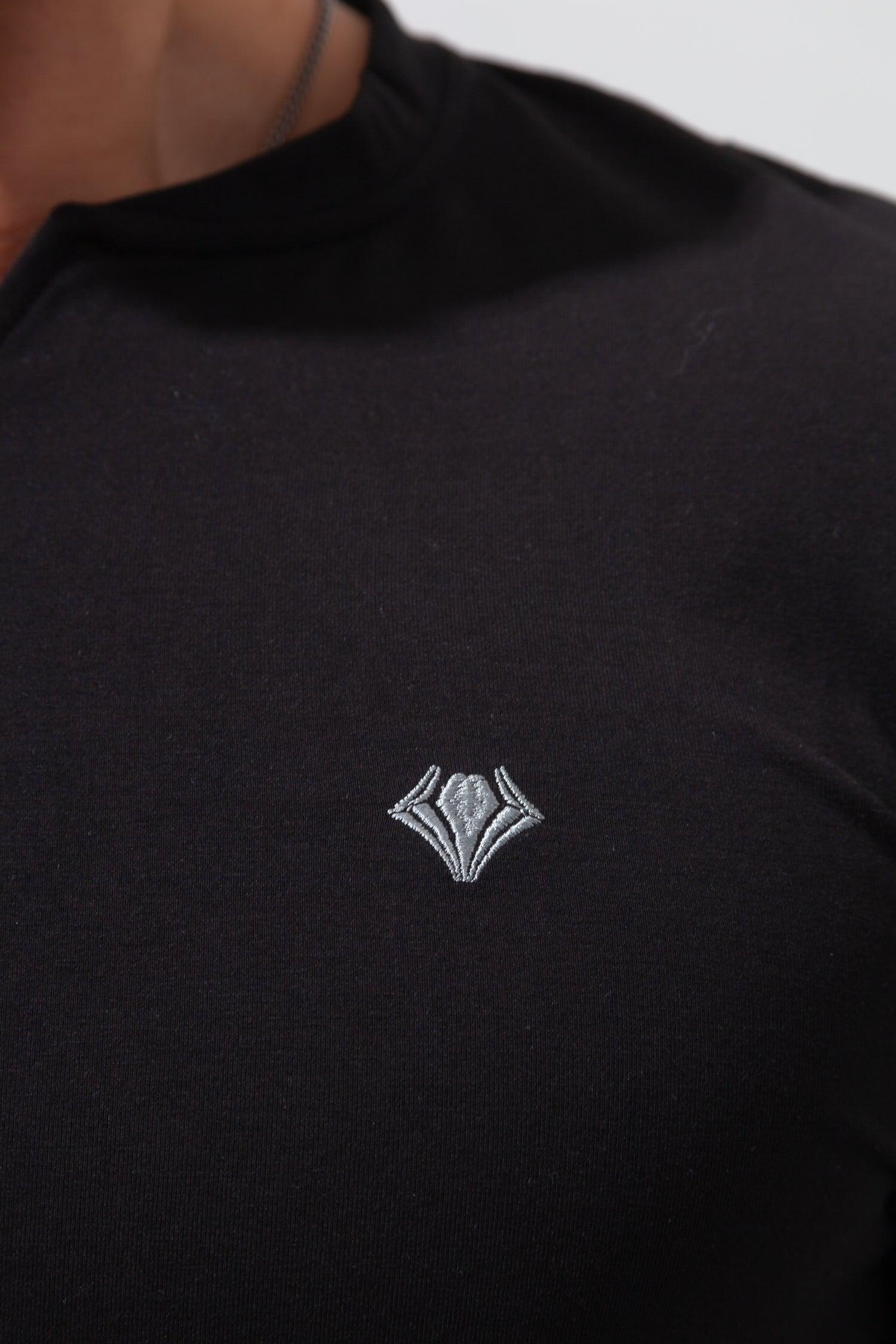 Key Neck Long Sleeve Tee  BLACK