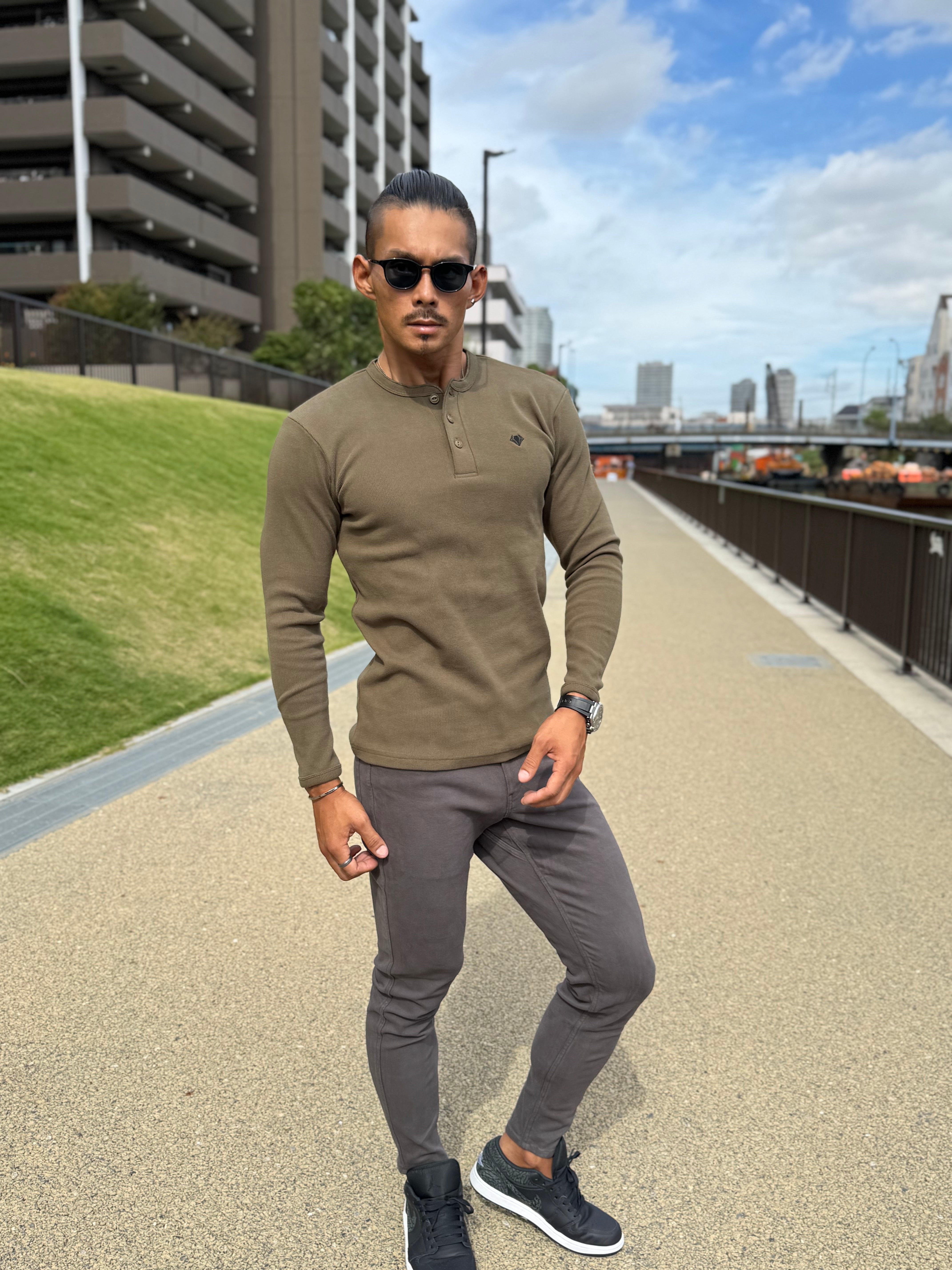 Henley Neck Long-Sleeve Tee