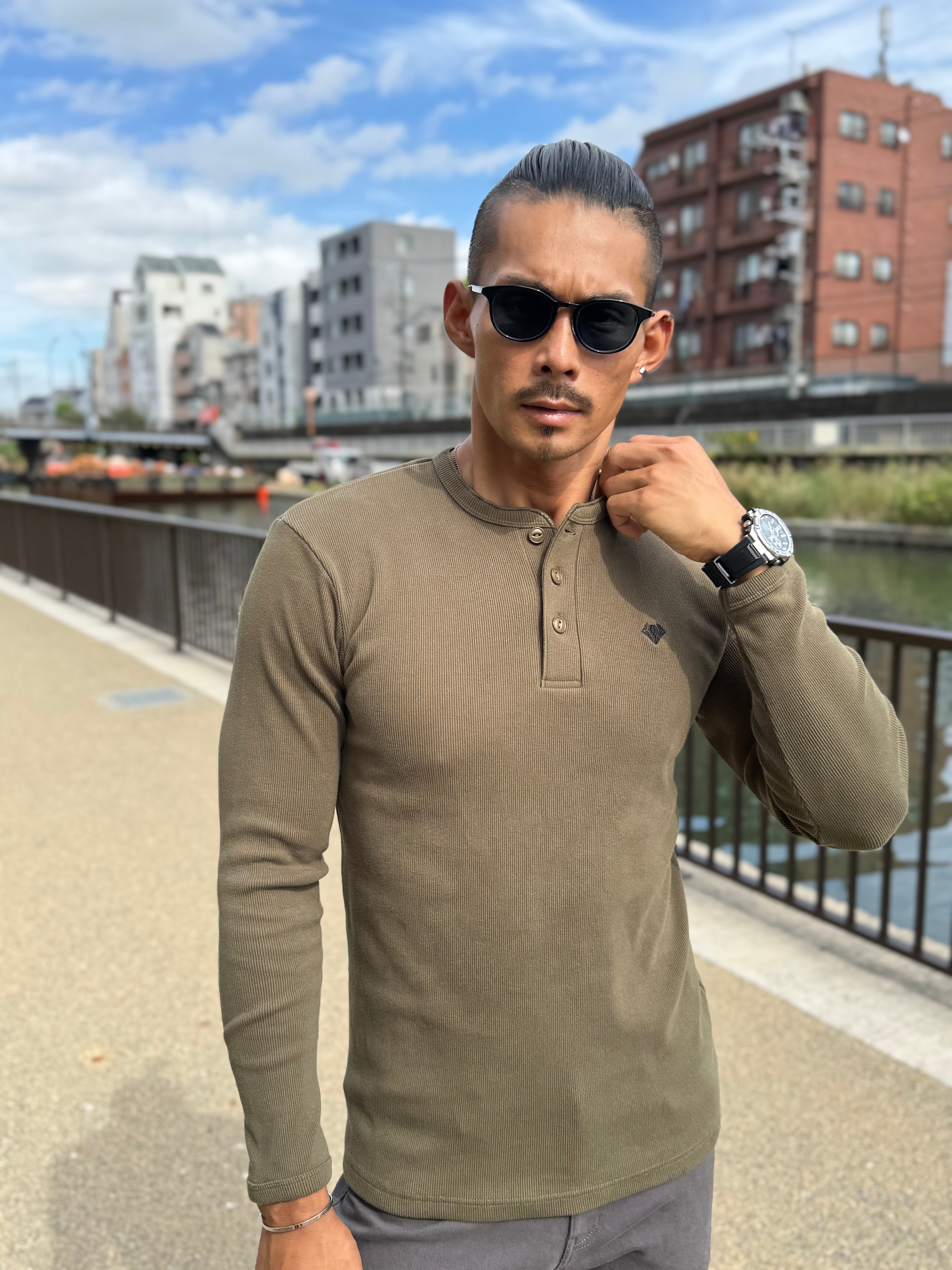 Henley Neck Long-Sleeve Tee