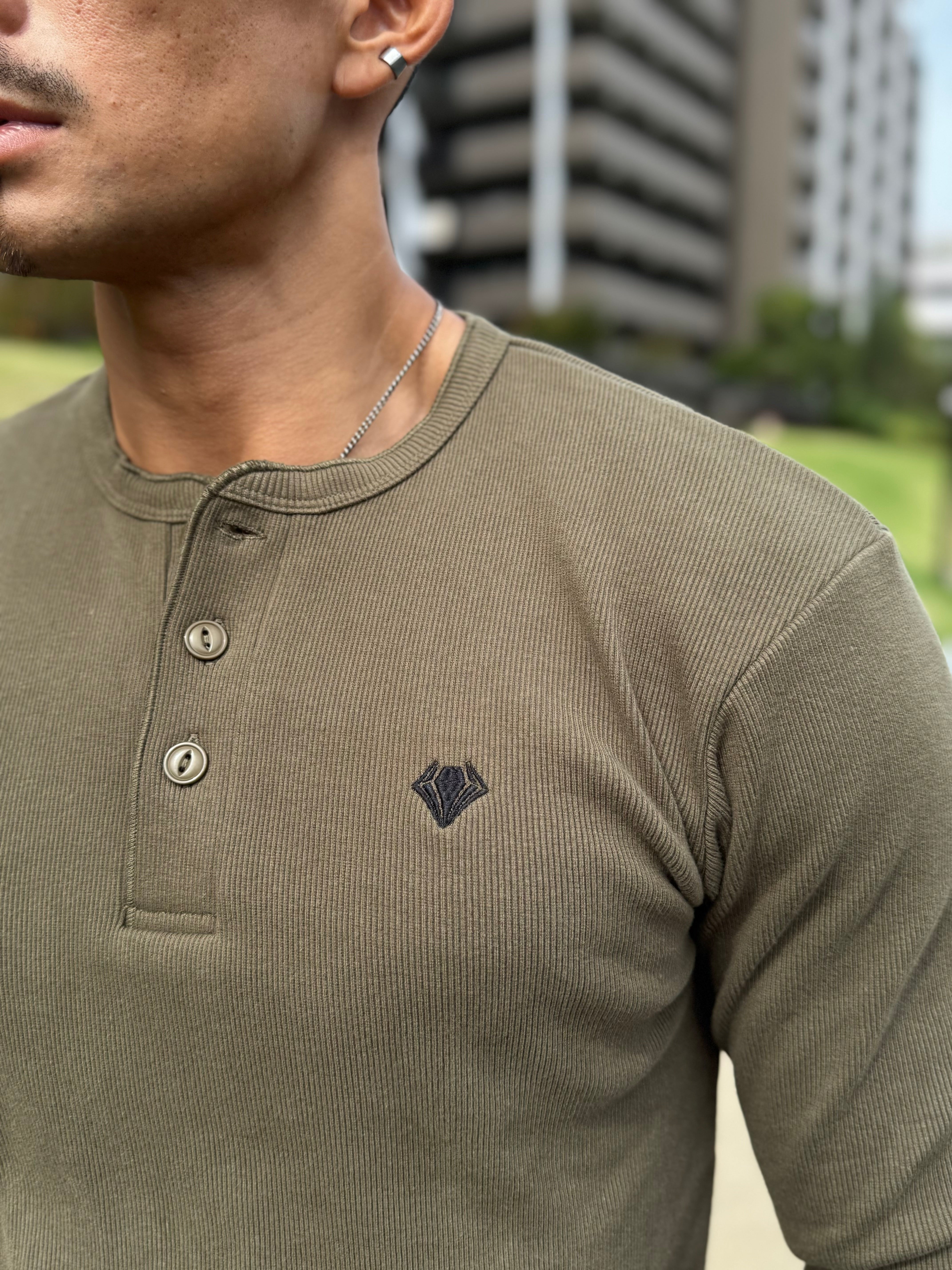 Henley Neck Long-Sleeve Tee