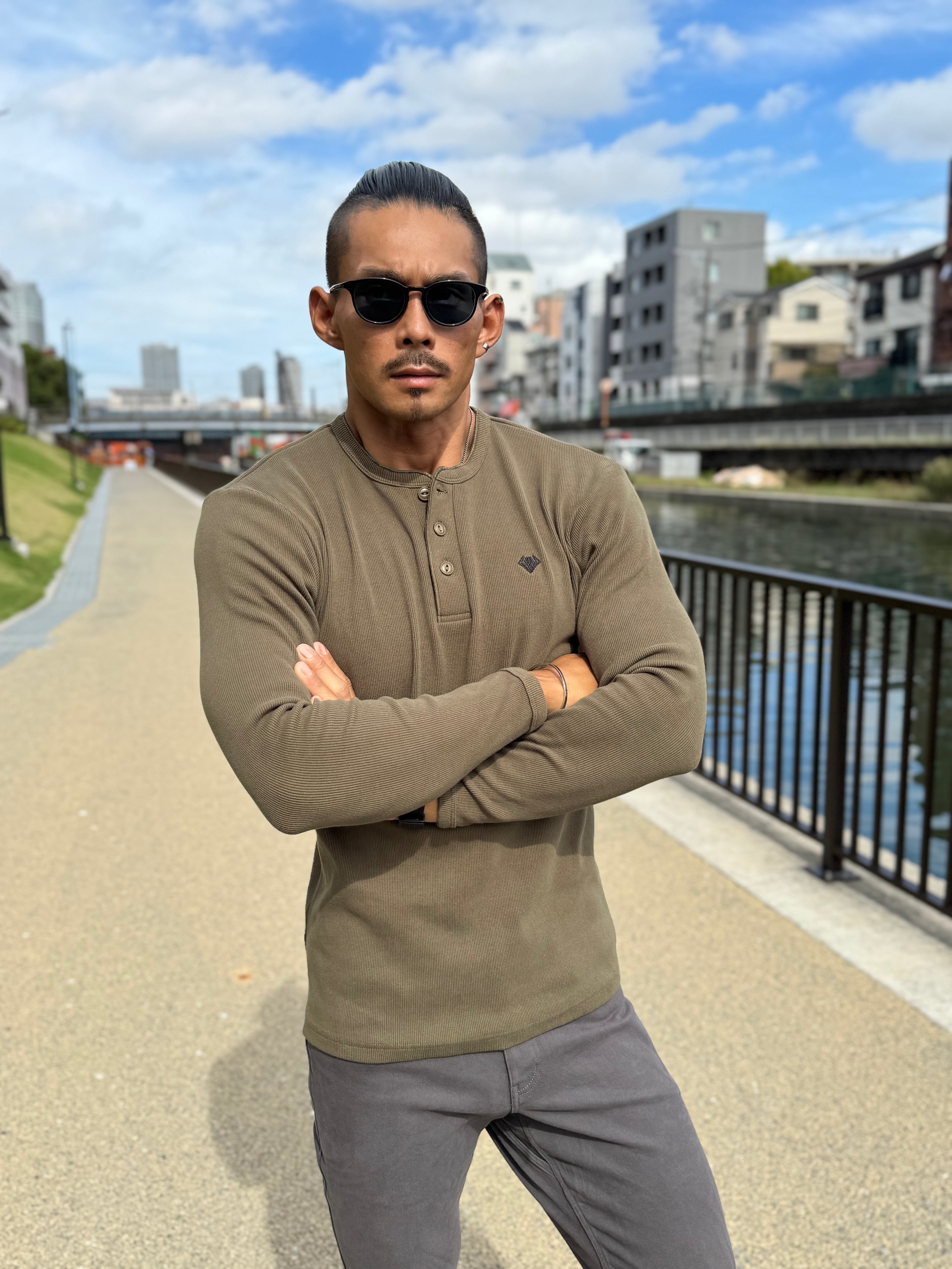 Henley Neck Long-Sleeve Tee