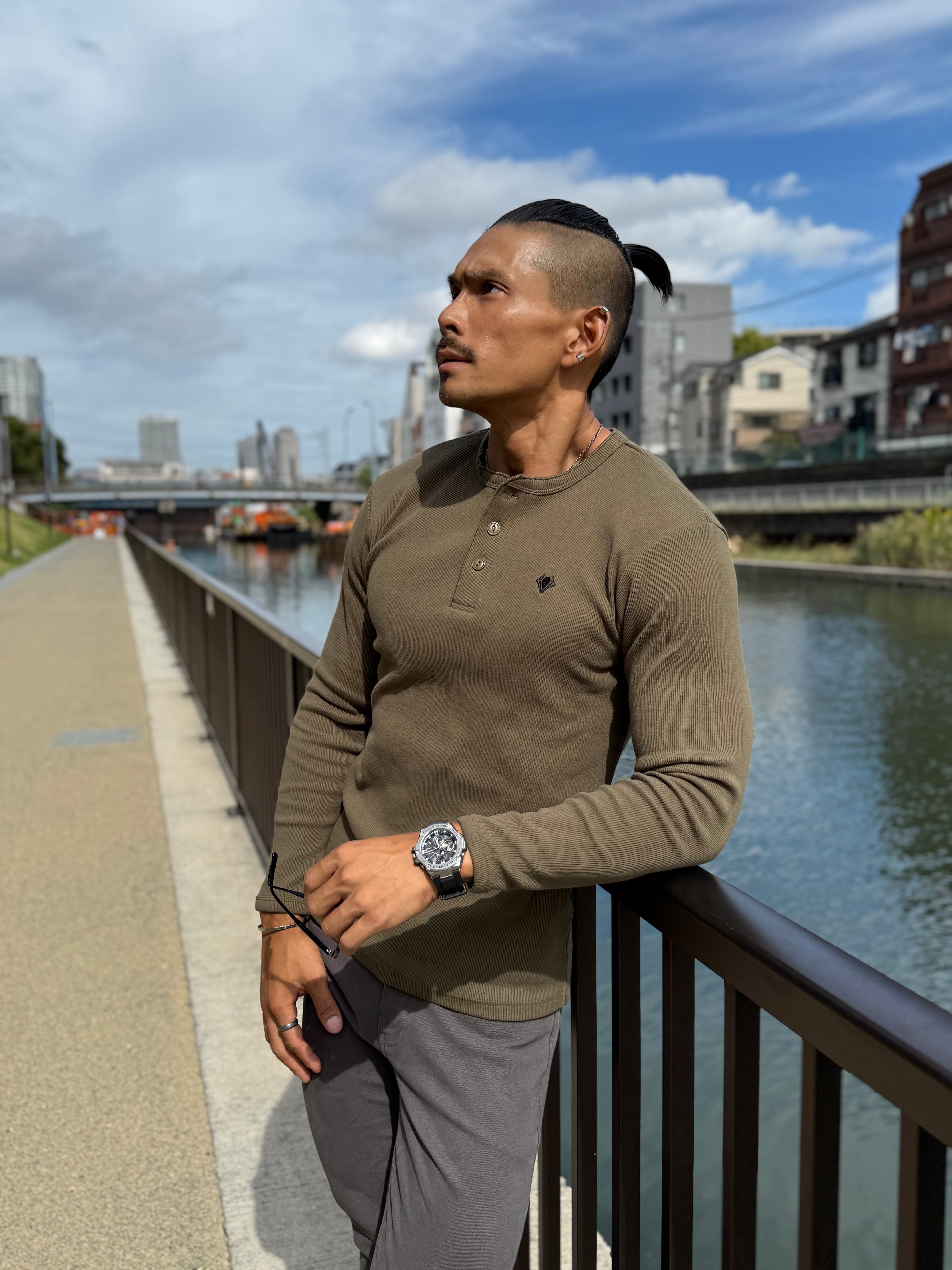 Henley Neck Long-Sleeve Tee