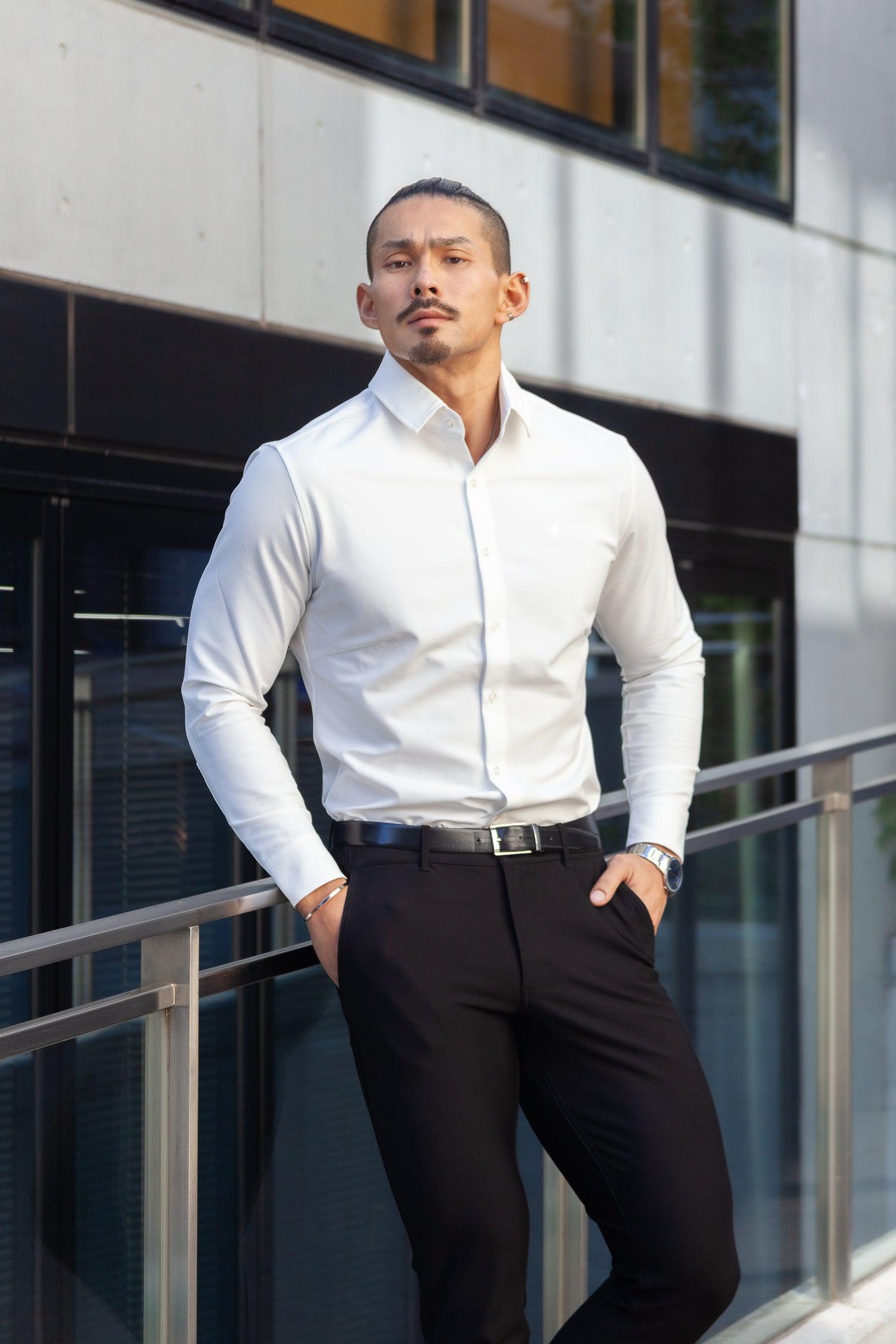 極上ストレッチワイドカラーシャツ