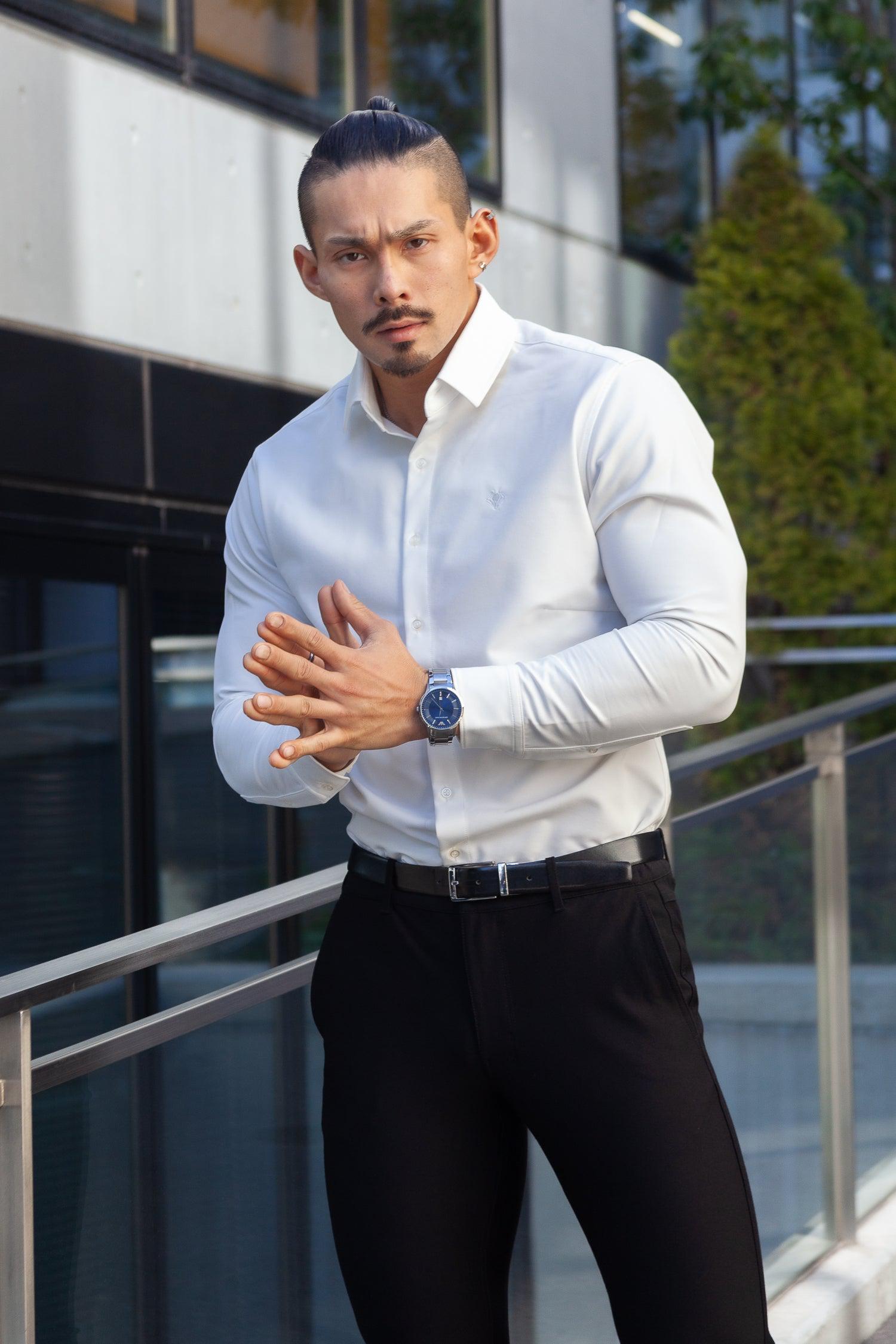 極上ストレッチワイドカラーシャツ