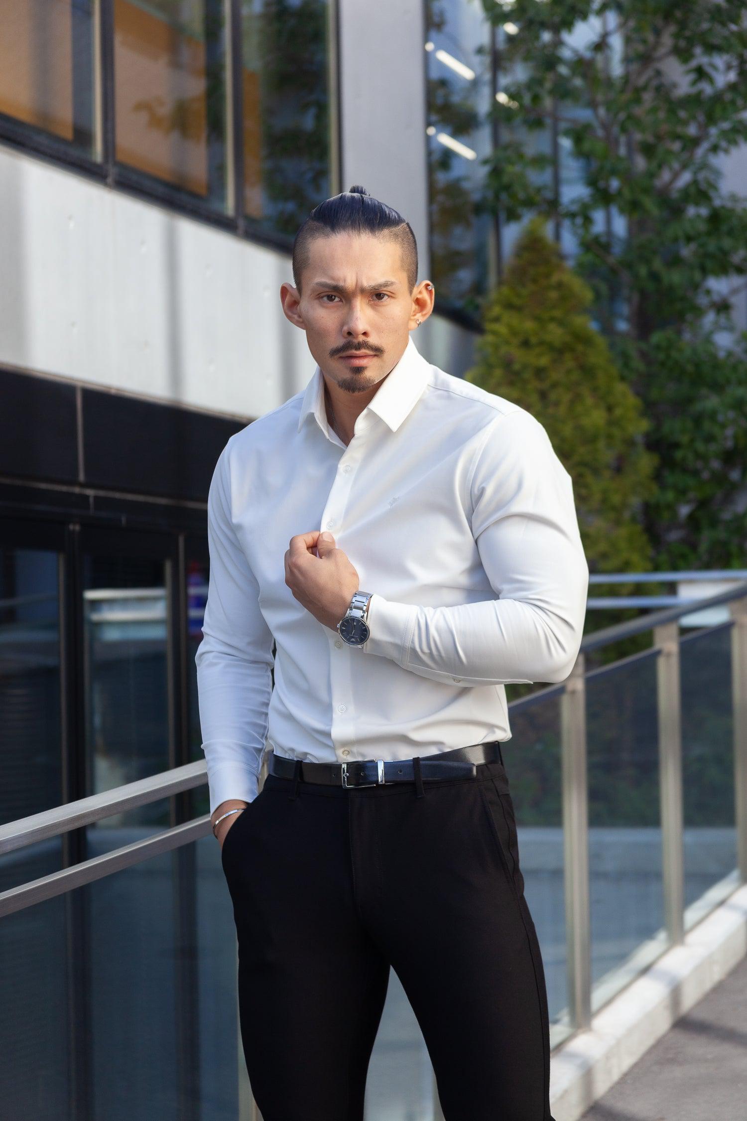 極上ストレッチワイドカラーシャツ