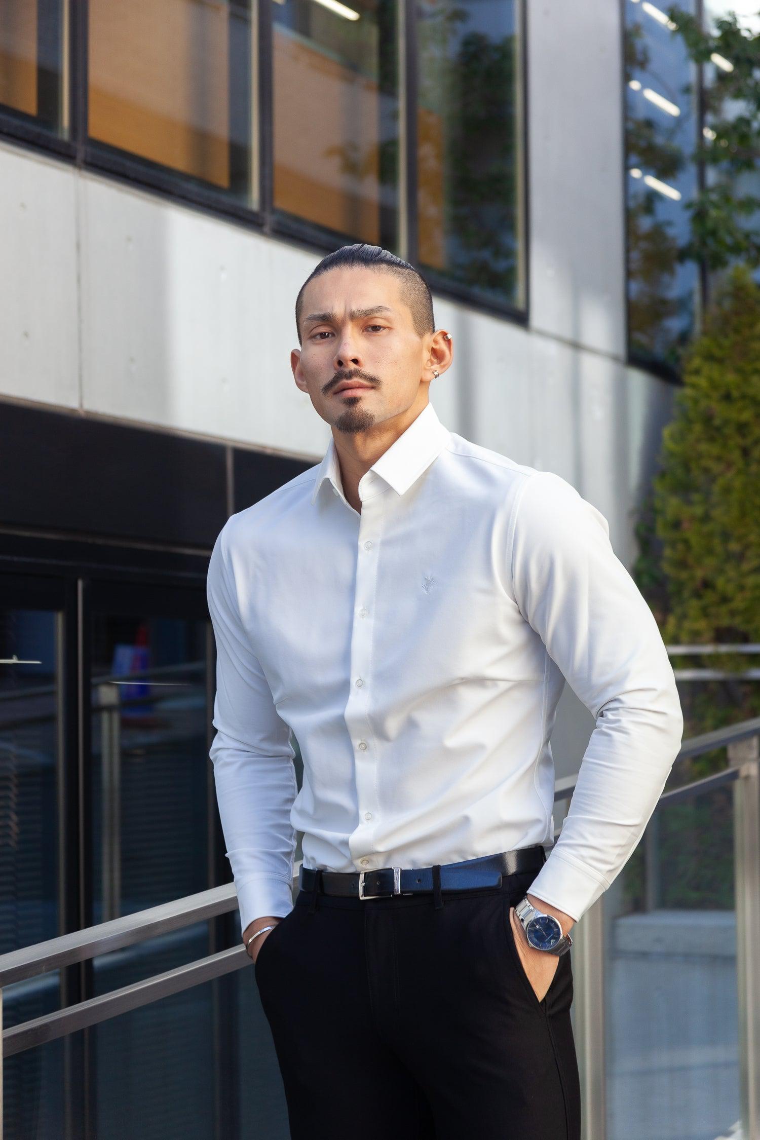 極上ストレッチワイドカラーシャツ