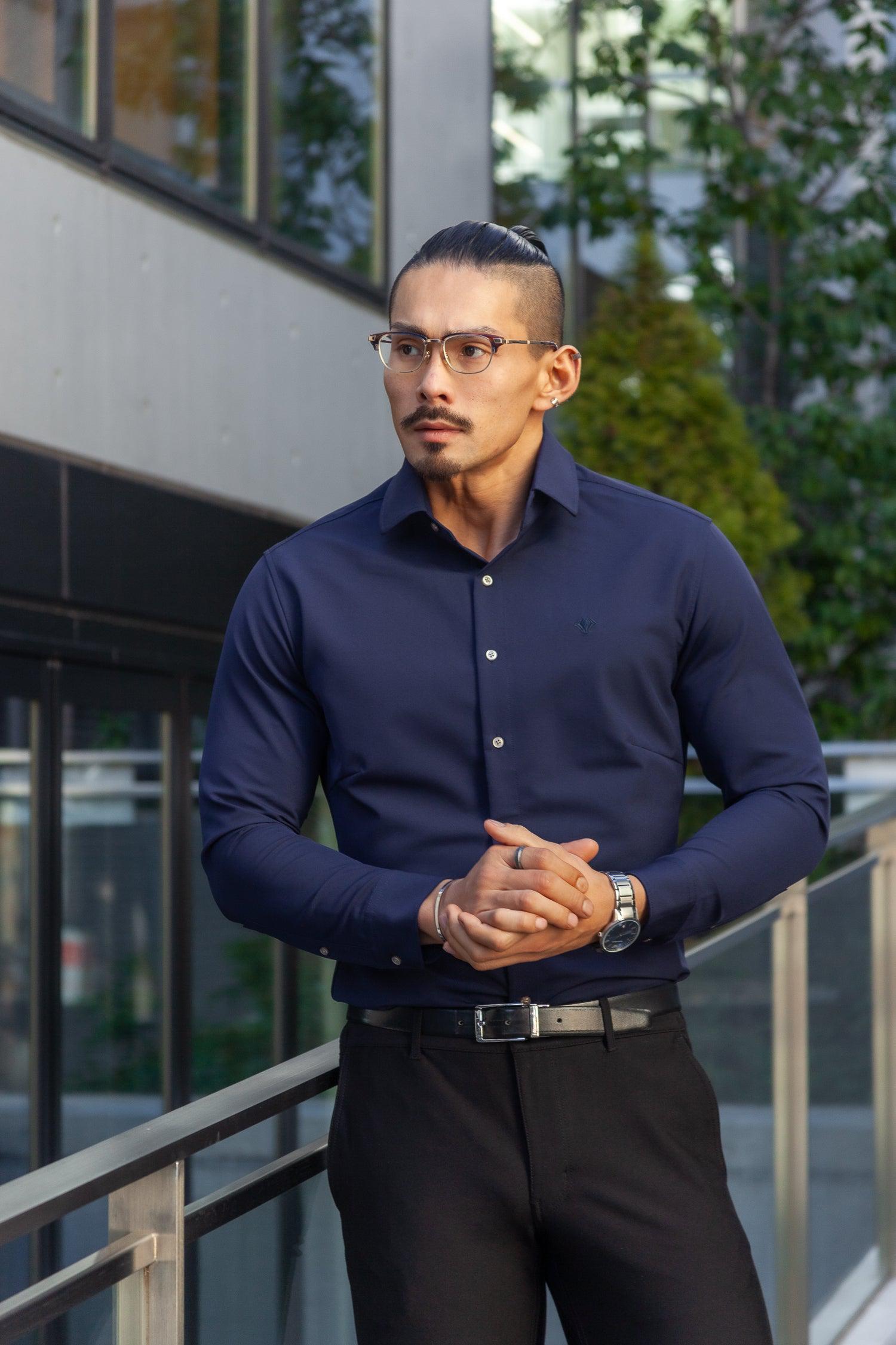 極上ストレッチワイドカラーシャツ