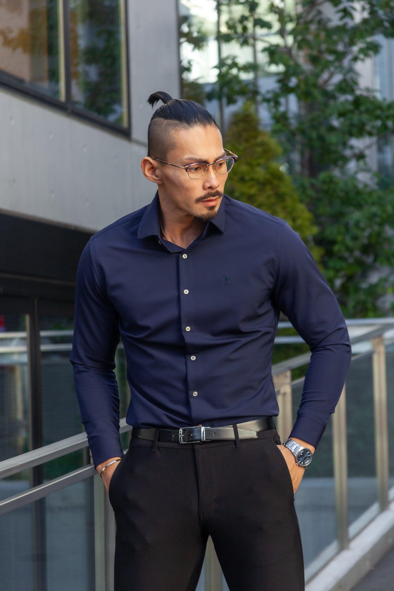 極上ストレッチワイドカラーシャツ