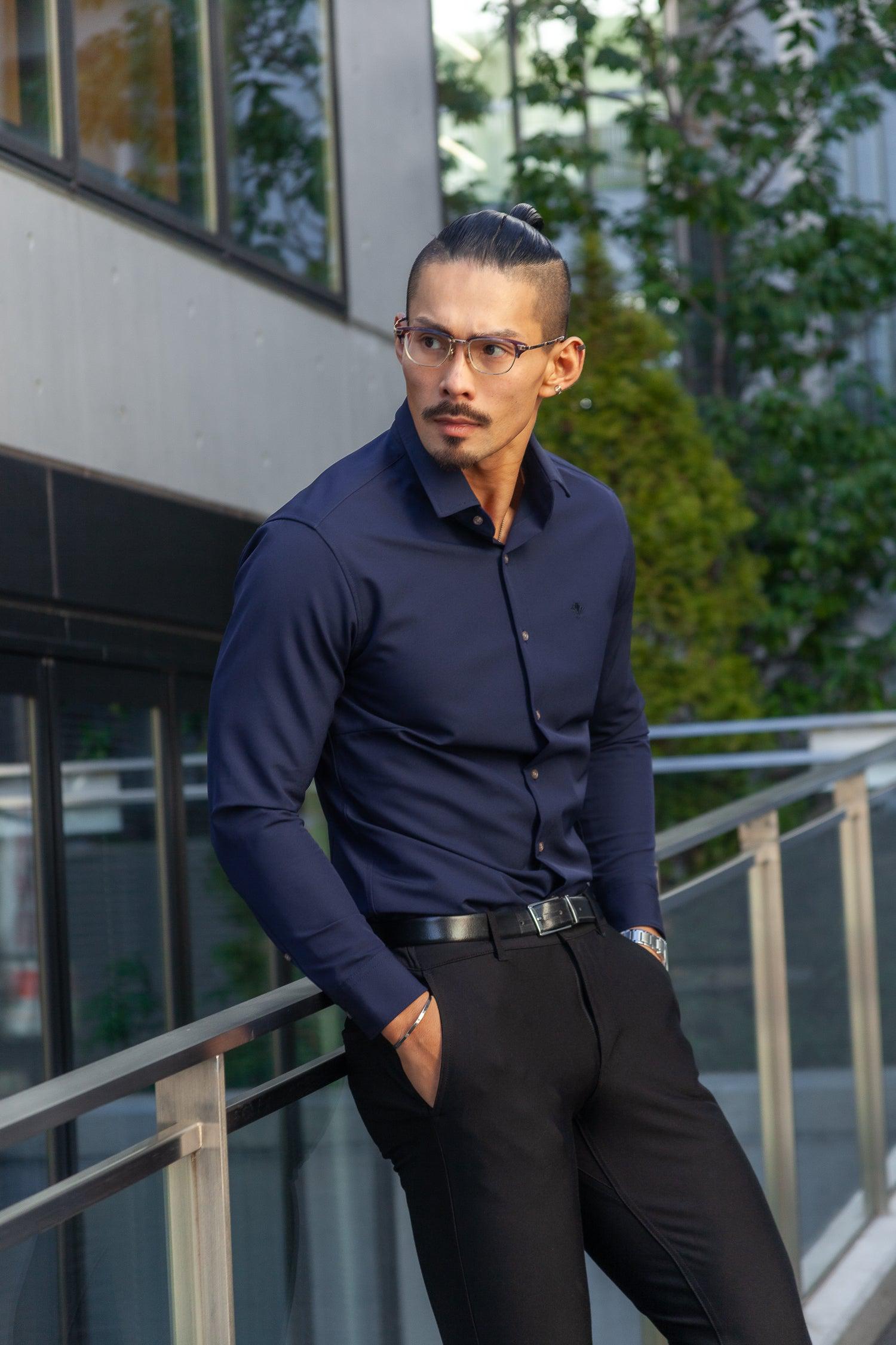 極上ストレッチワイドカラーシャツ