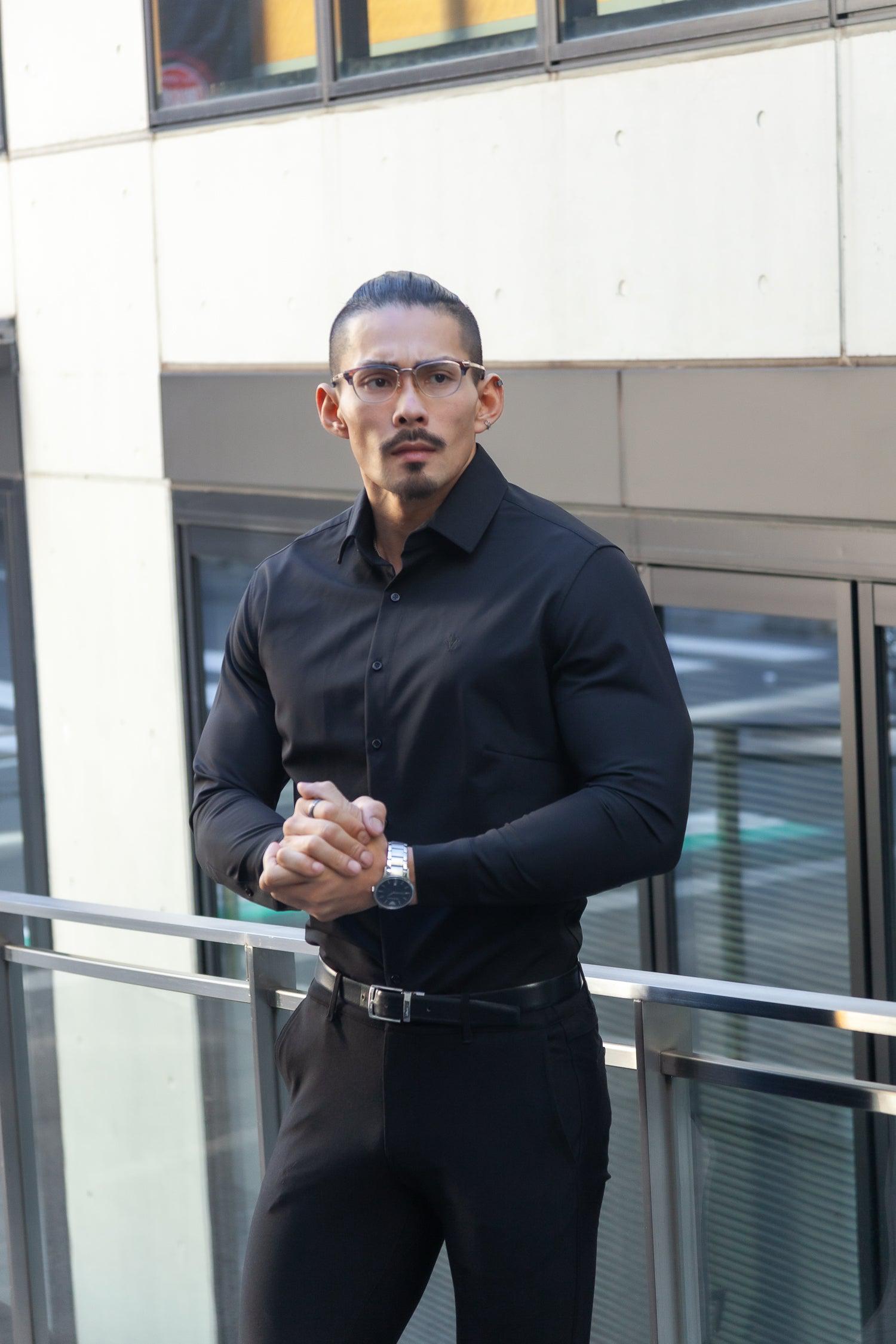 極上ストレッチワイドカラーシャツ