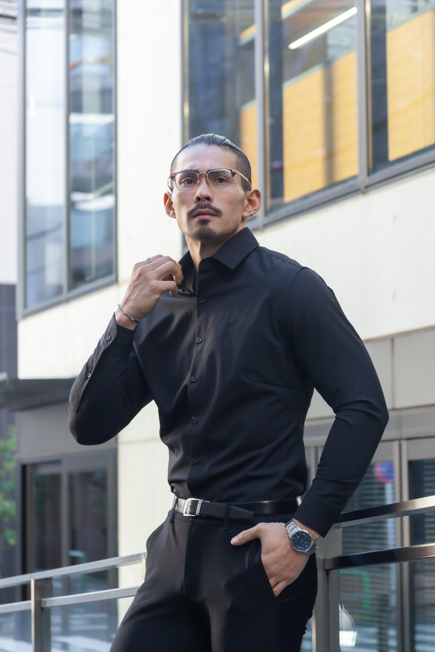 極上ストレッチワイドカラーシャツ