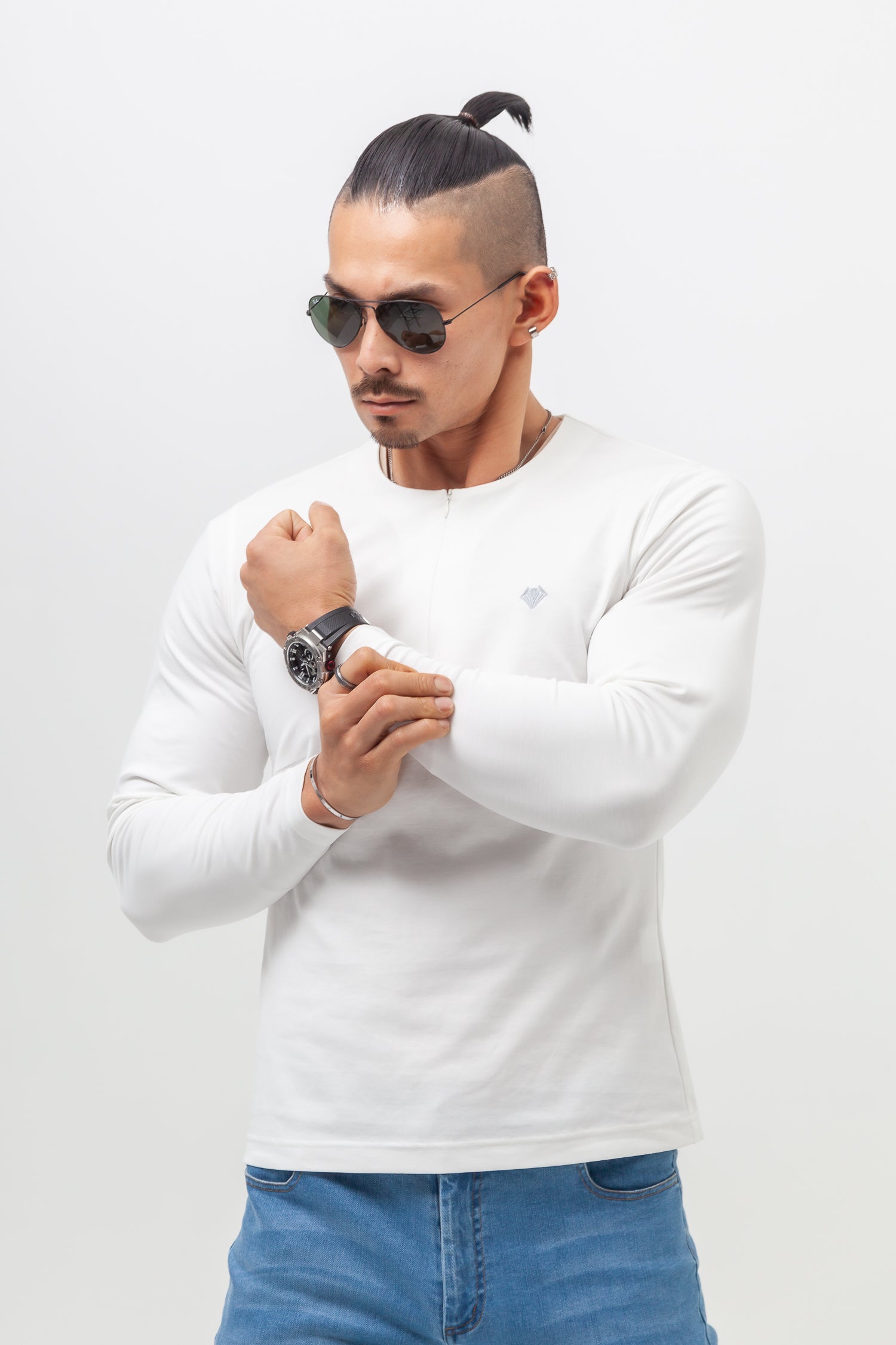 Concealed Zip Long-Sleeve Tee