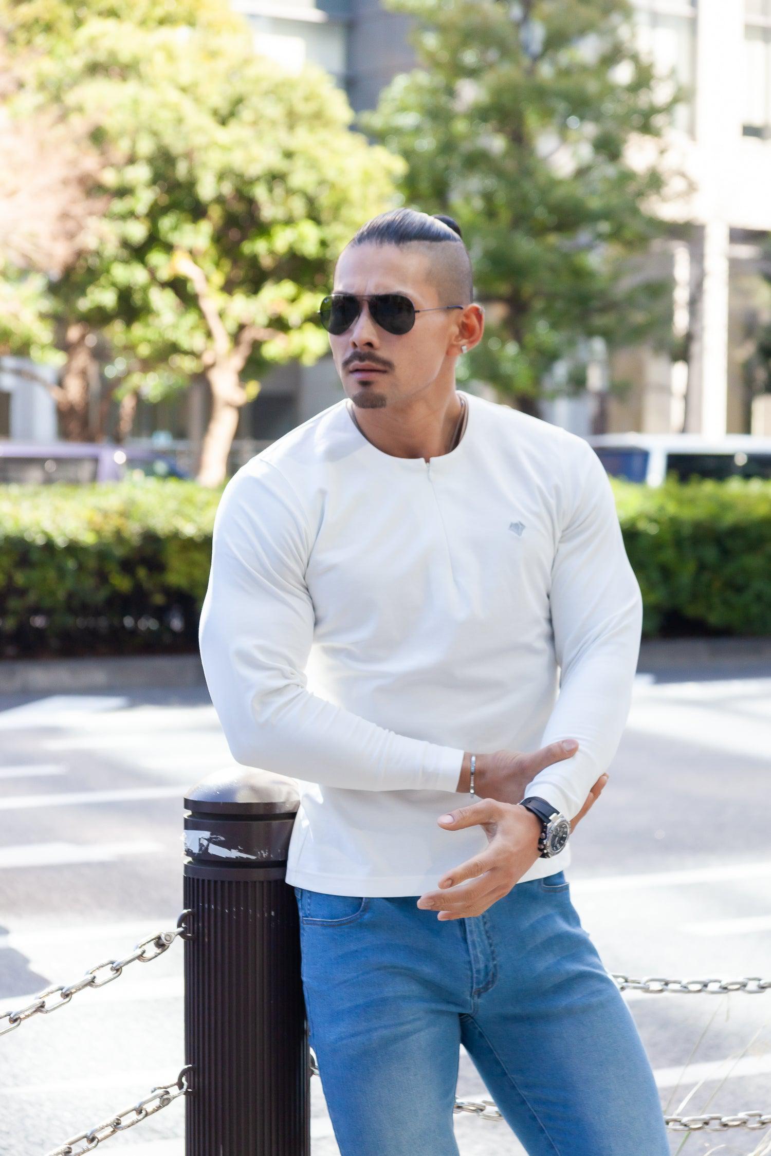 Concealed Zip Long-Sleeve Tee