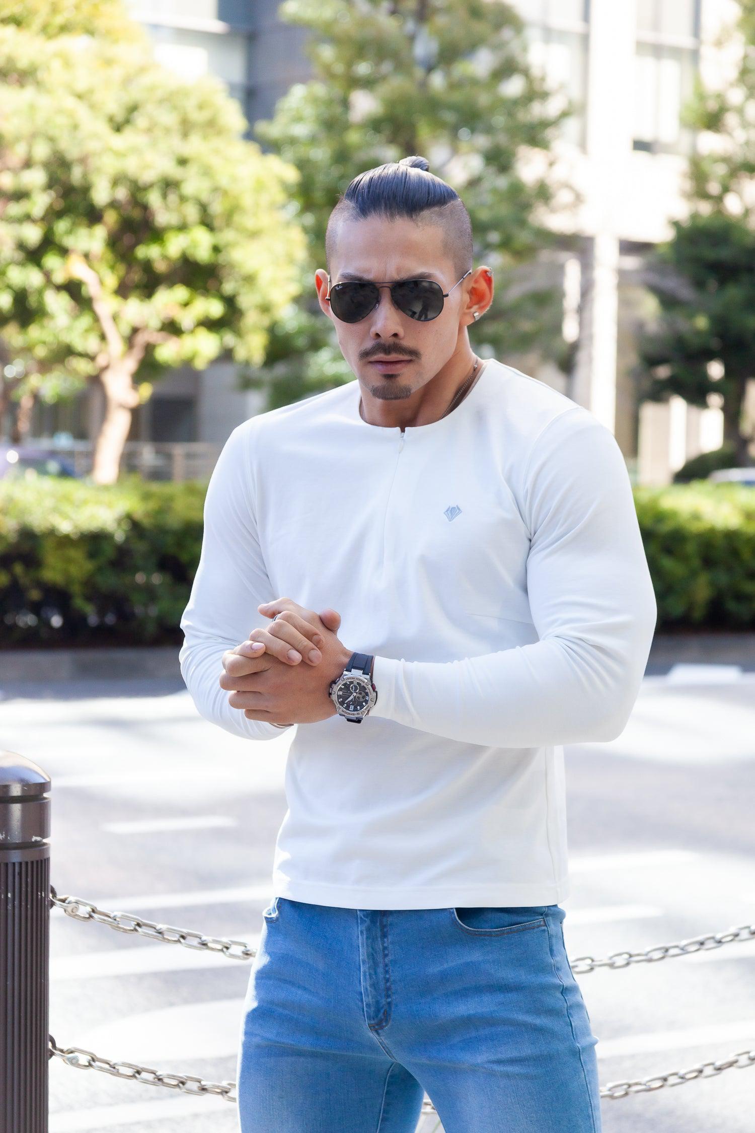 Concealed Zip Long-Sleeve Tee