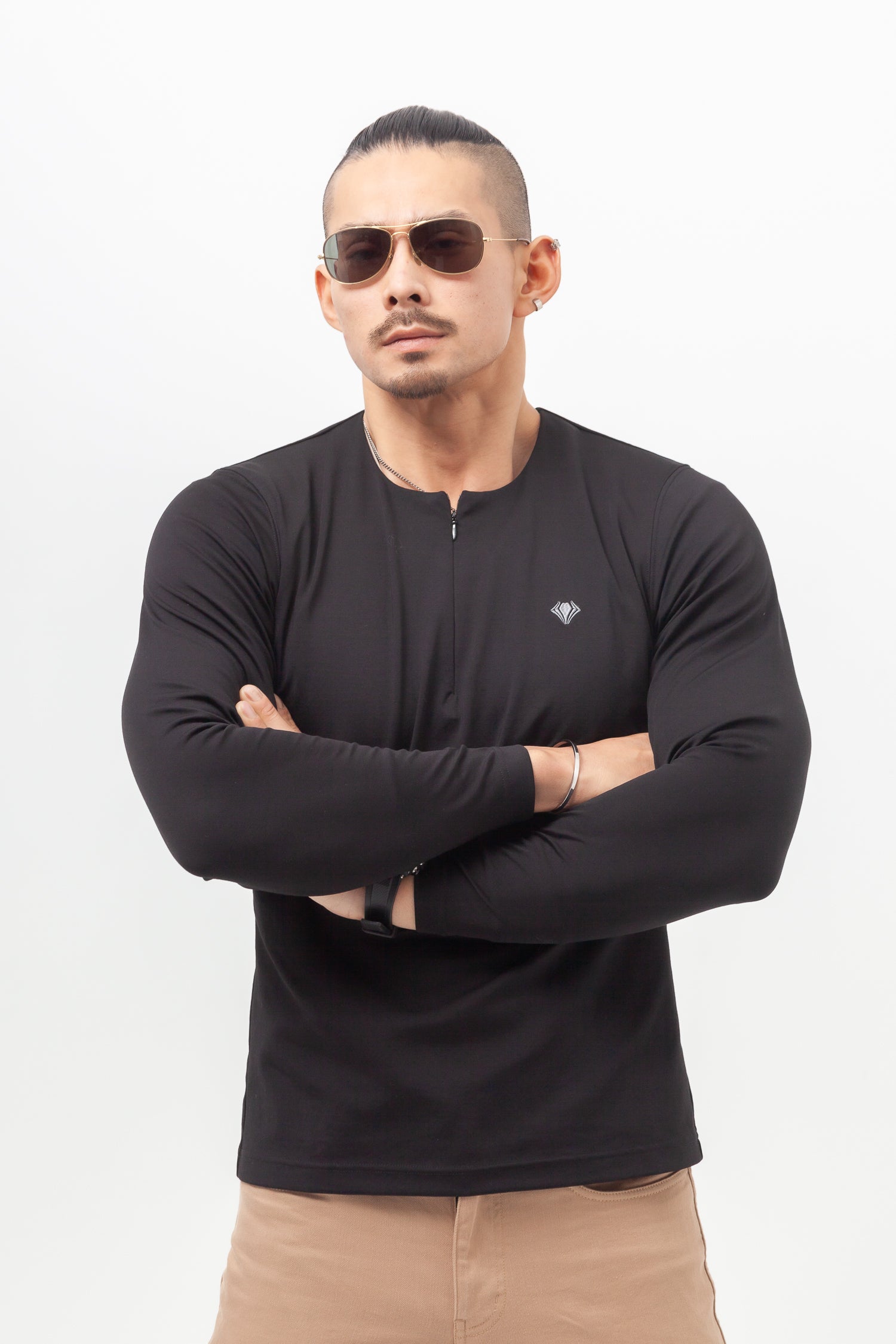 Concealed Zip Long-Sleeve Tee