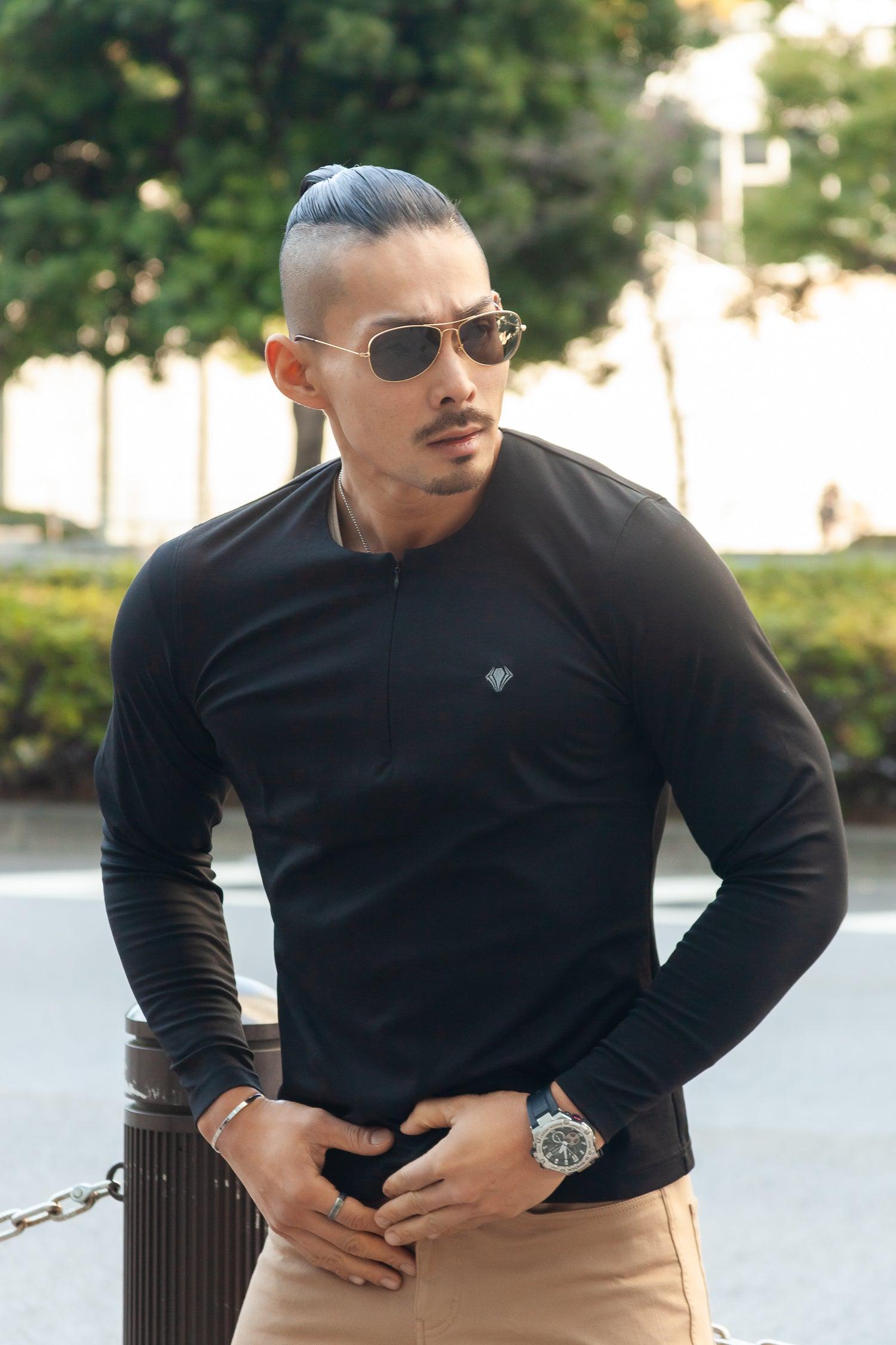 Concealed Zip Long-Sleeve Tee