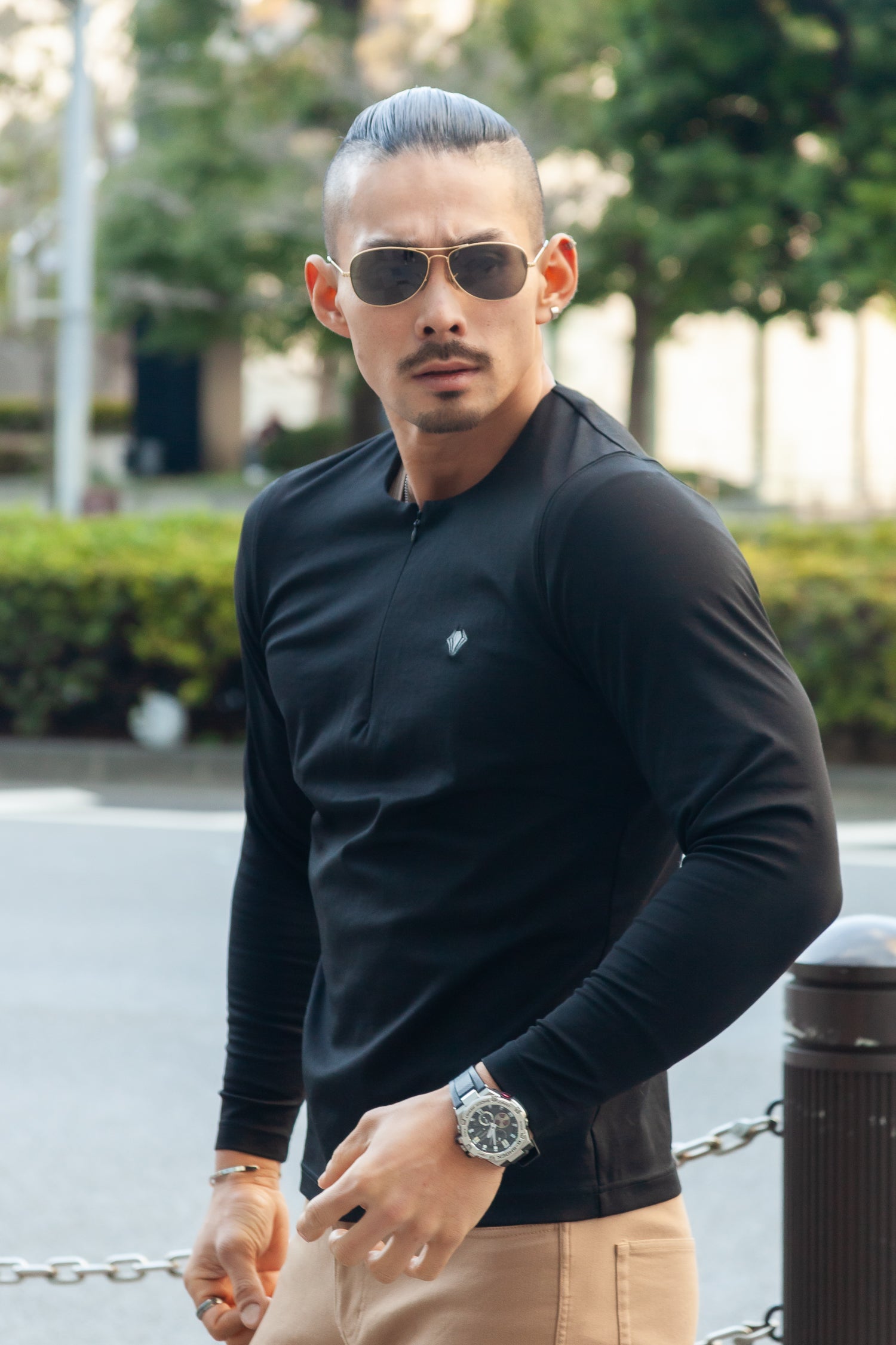 Concealed Zip Long-Sleeve Tee