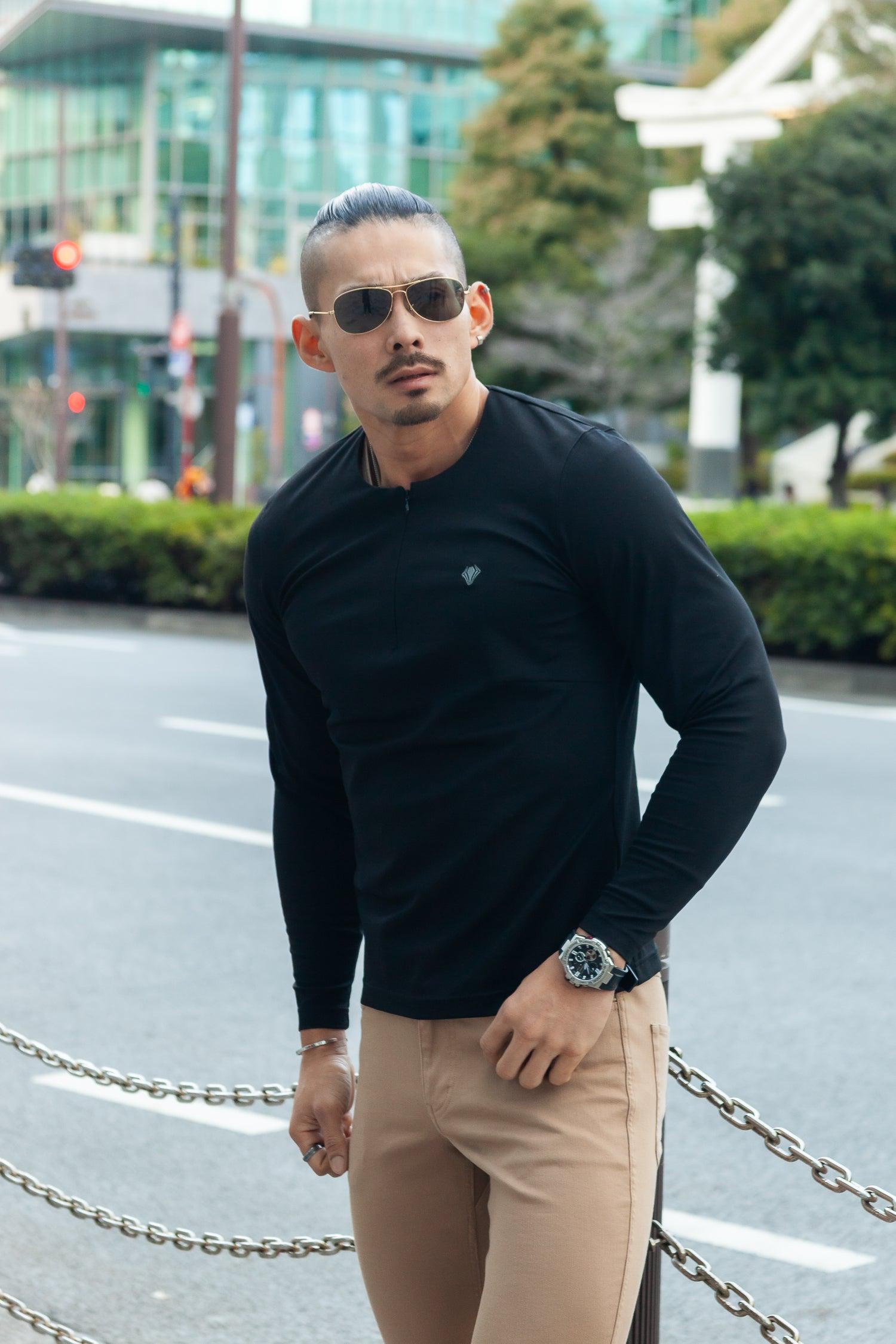 Concealed Zip Long-Sleeve Tee