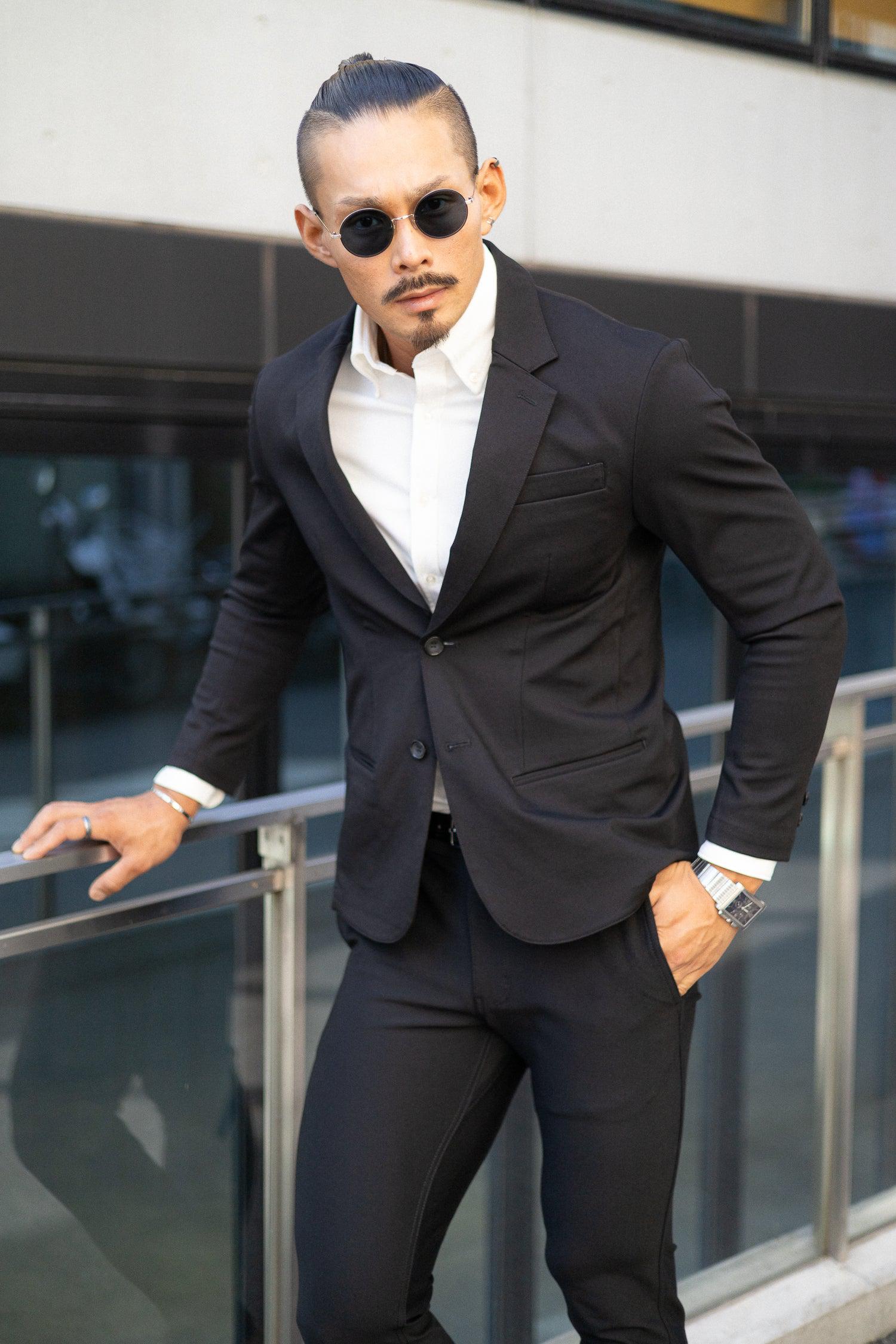 【想像以上のフィット感】 ハイパーストレッチジャケット ブラック