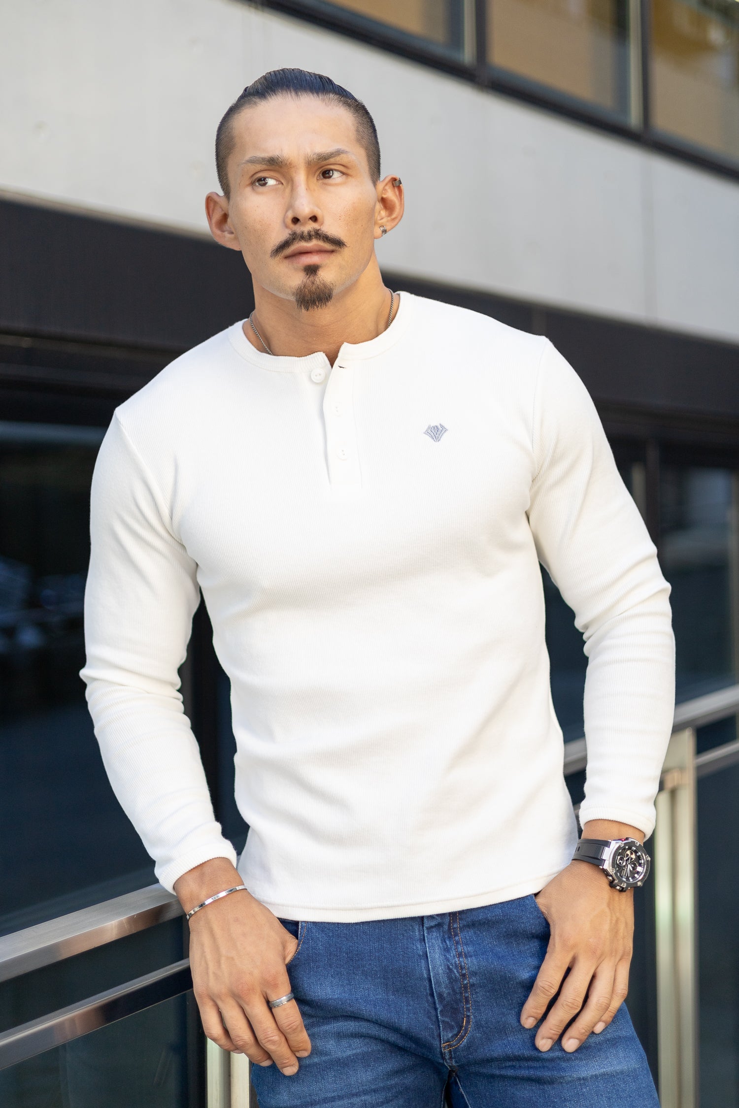Henley Neck Long-Sleeve Tee