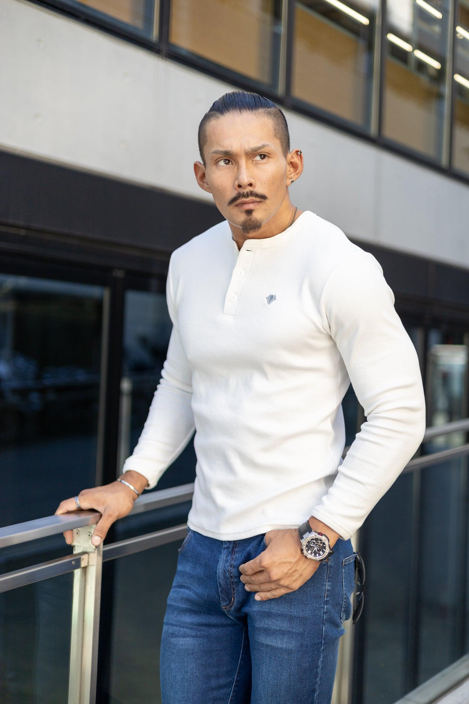 Henley Neck Long-Sleeve Tee