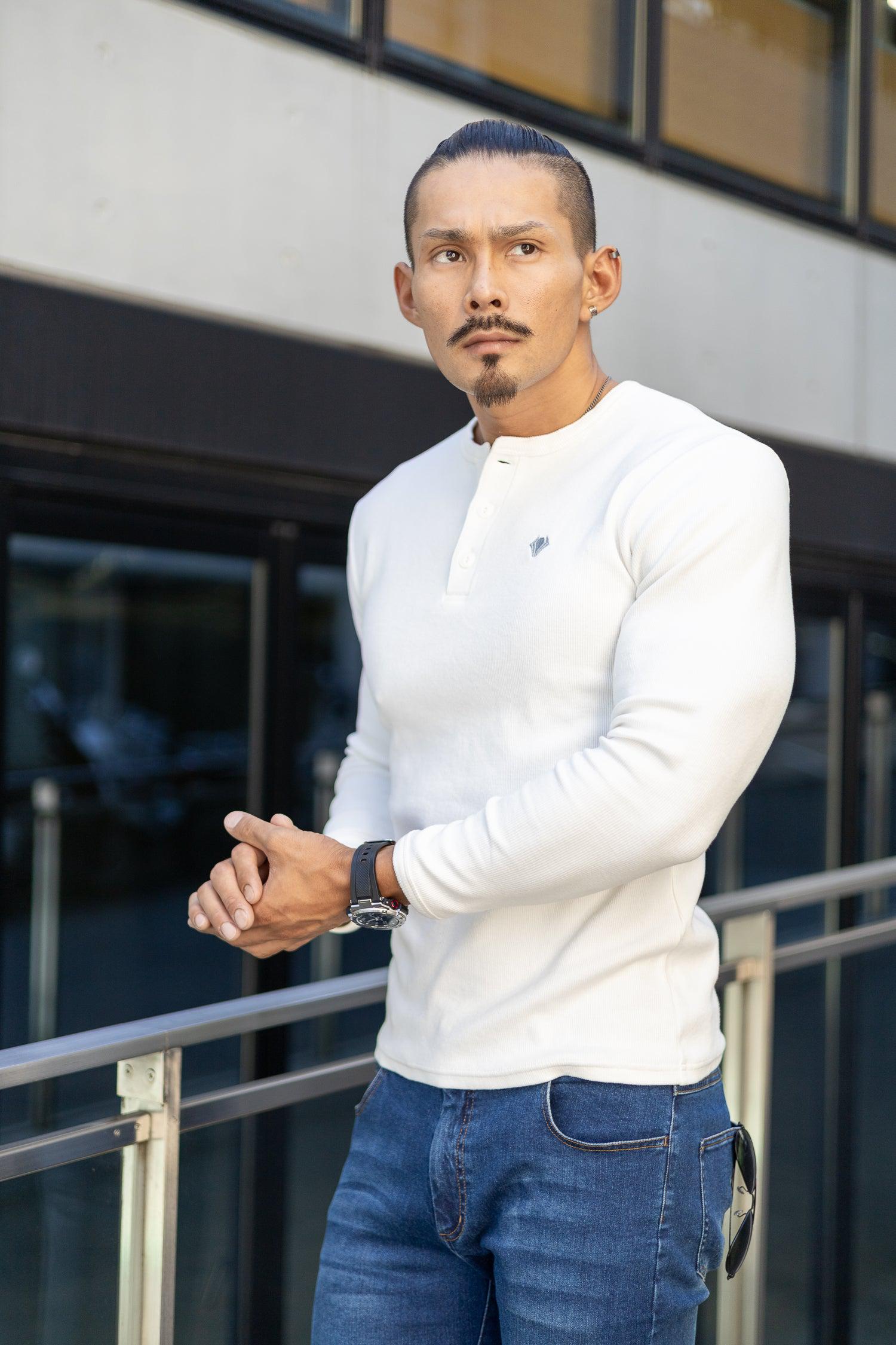Henley Neck Long-Sleeve Tee