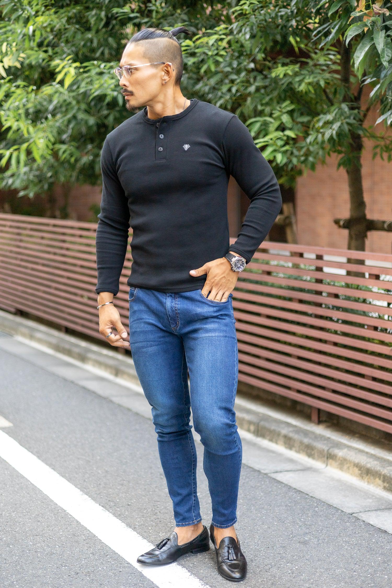 Henley Neck Long-Sleeve Tee