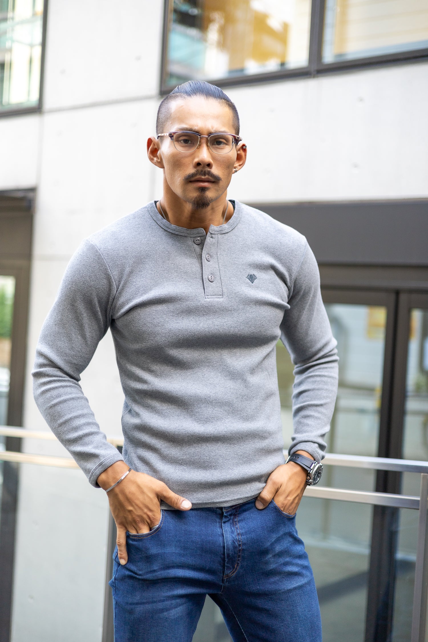 Henley Neck Long-Sleeve Tee