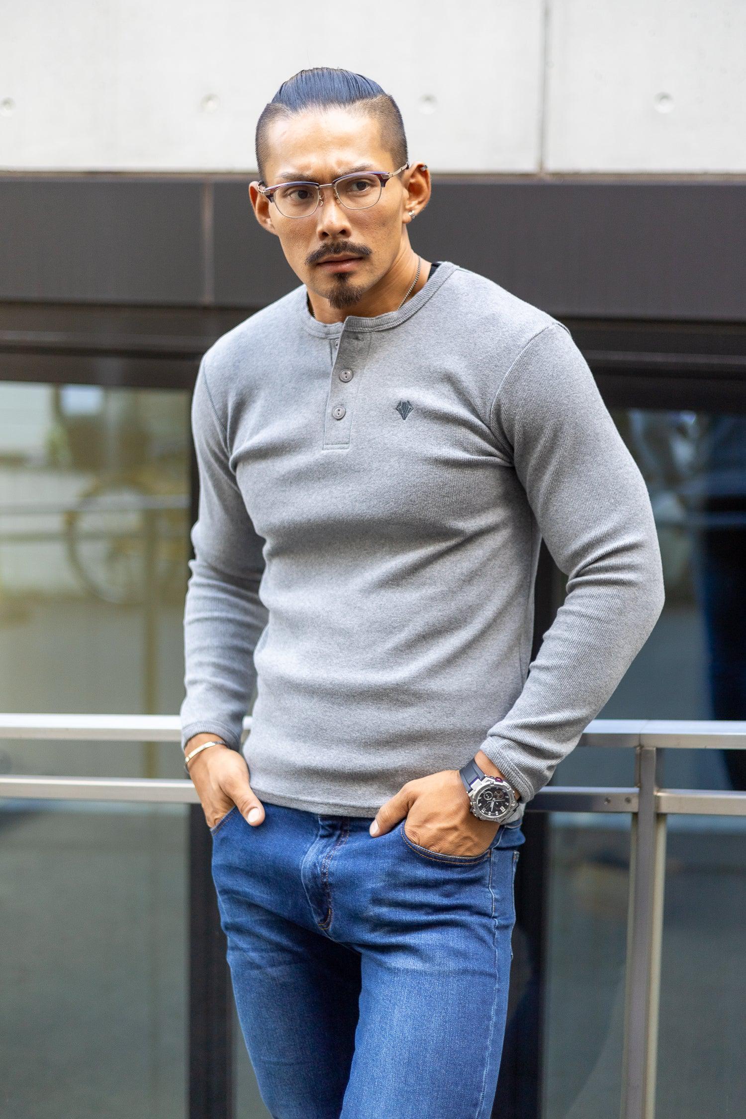 Henley Neck Long-Sleeve Tee