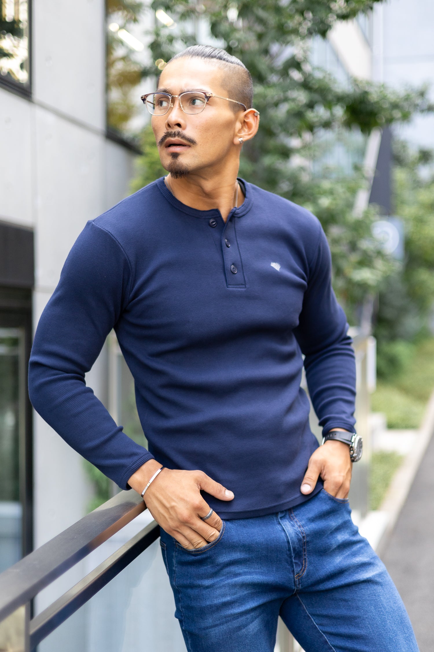 Henley Neck Long-Sleeve Tee