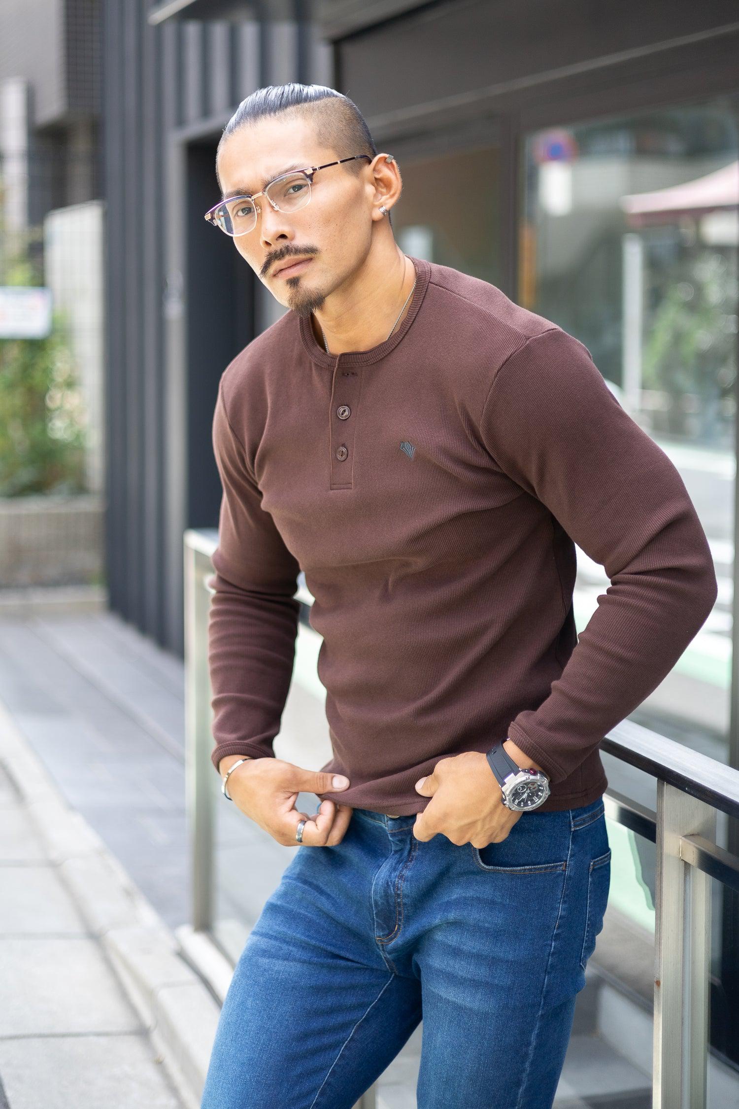 Henley Neck Long-Sleeve Tee