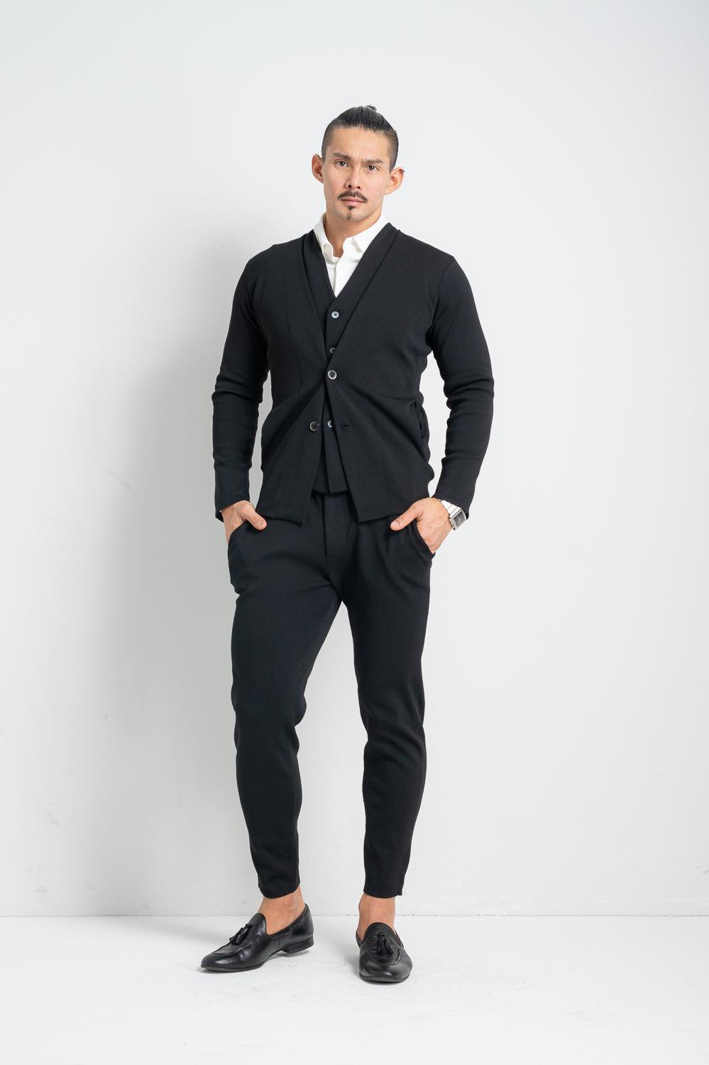 ノーカラーニットジャケット (ベスト/パンツ別売)