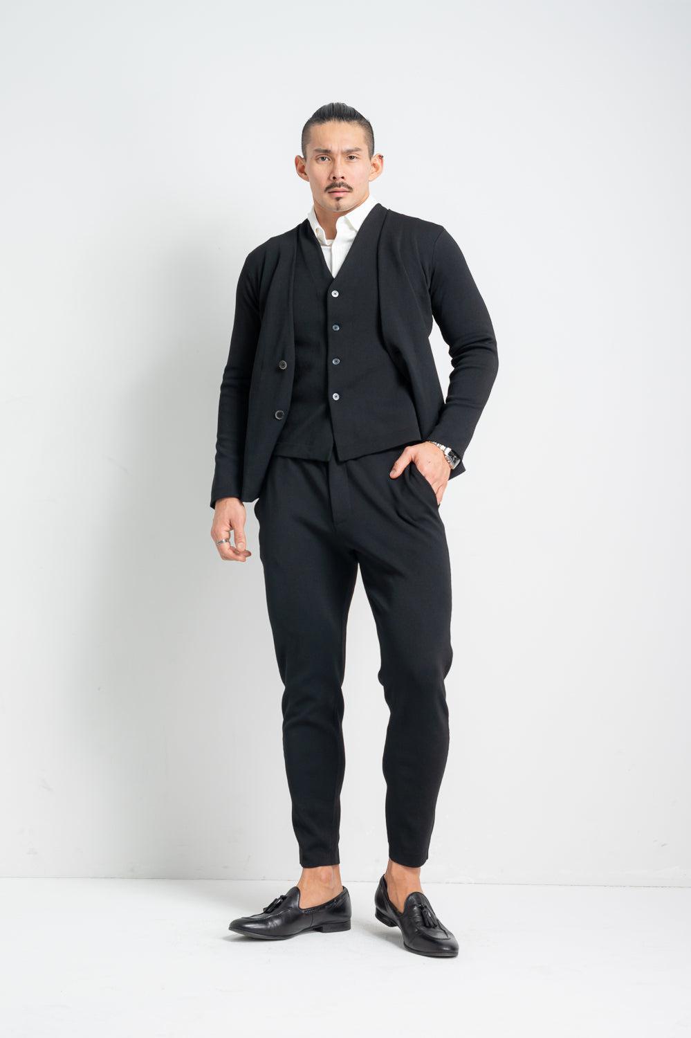 ノーカラーニットジャケット (ベスト/パンツ別売)